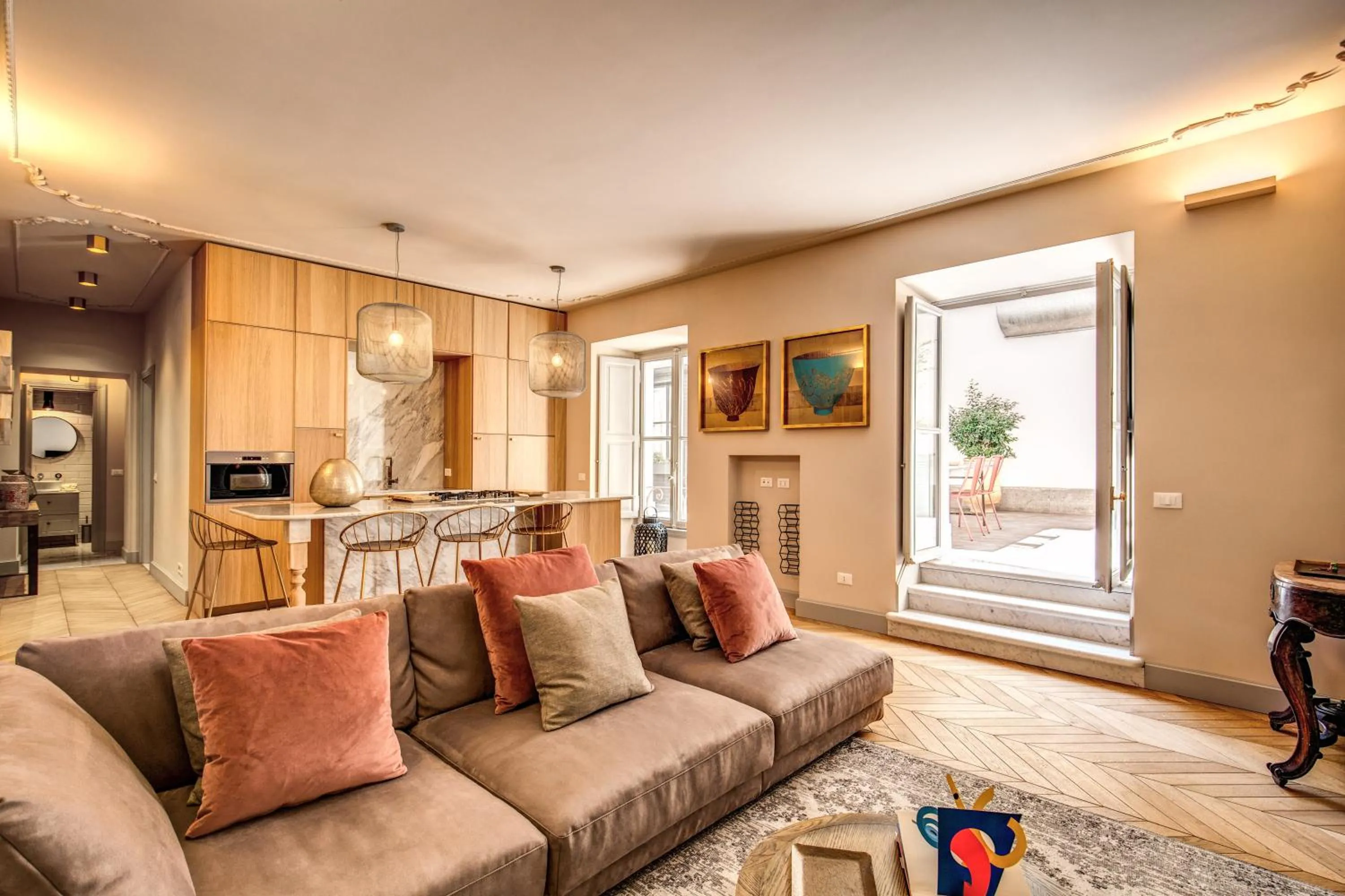 Living room in DeCharme apartment with terrace in Monti