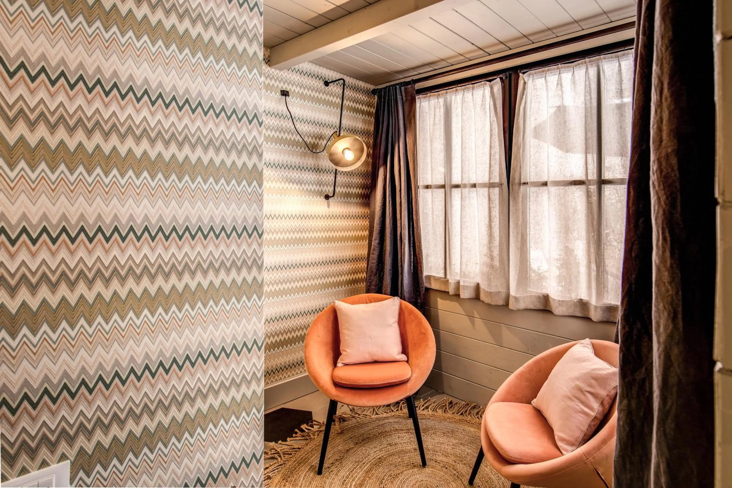 Seating area in DeCharme apartment with terrace in Monti