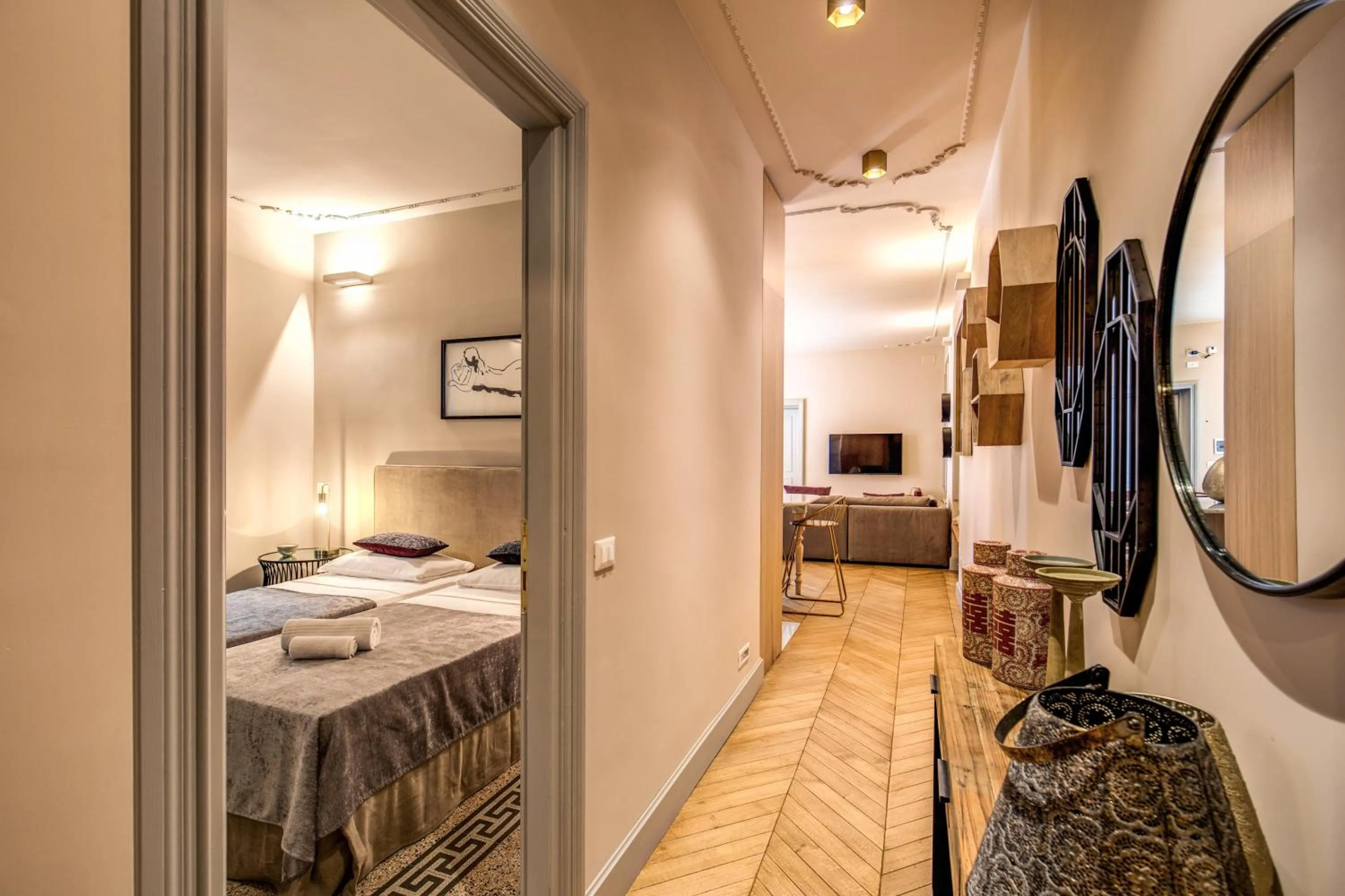 Bed in DeCharme apartment with terrace in Monti