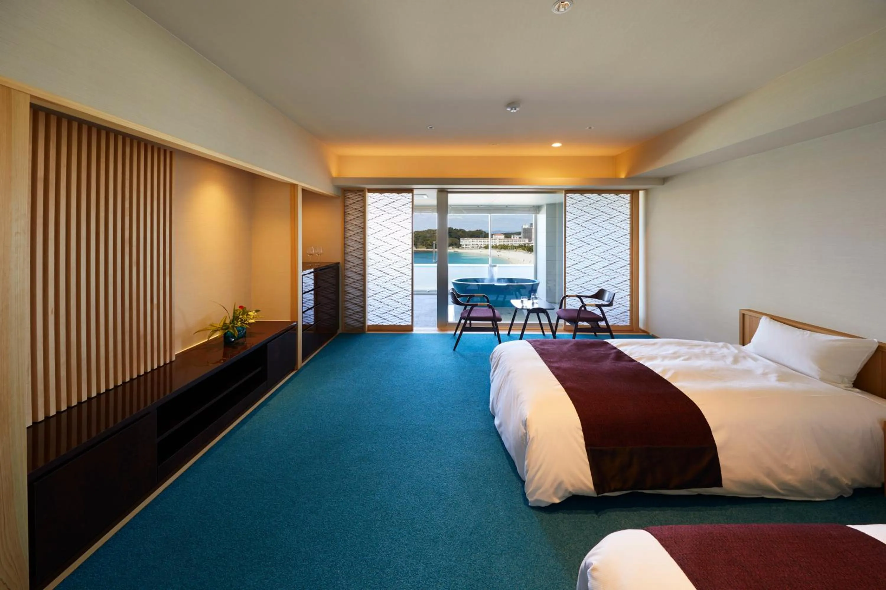 Bed in Hotel Sanrakuso