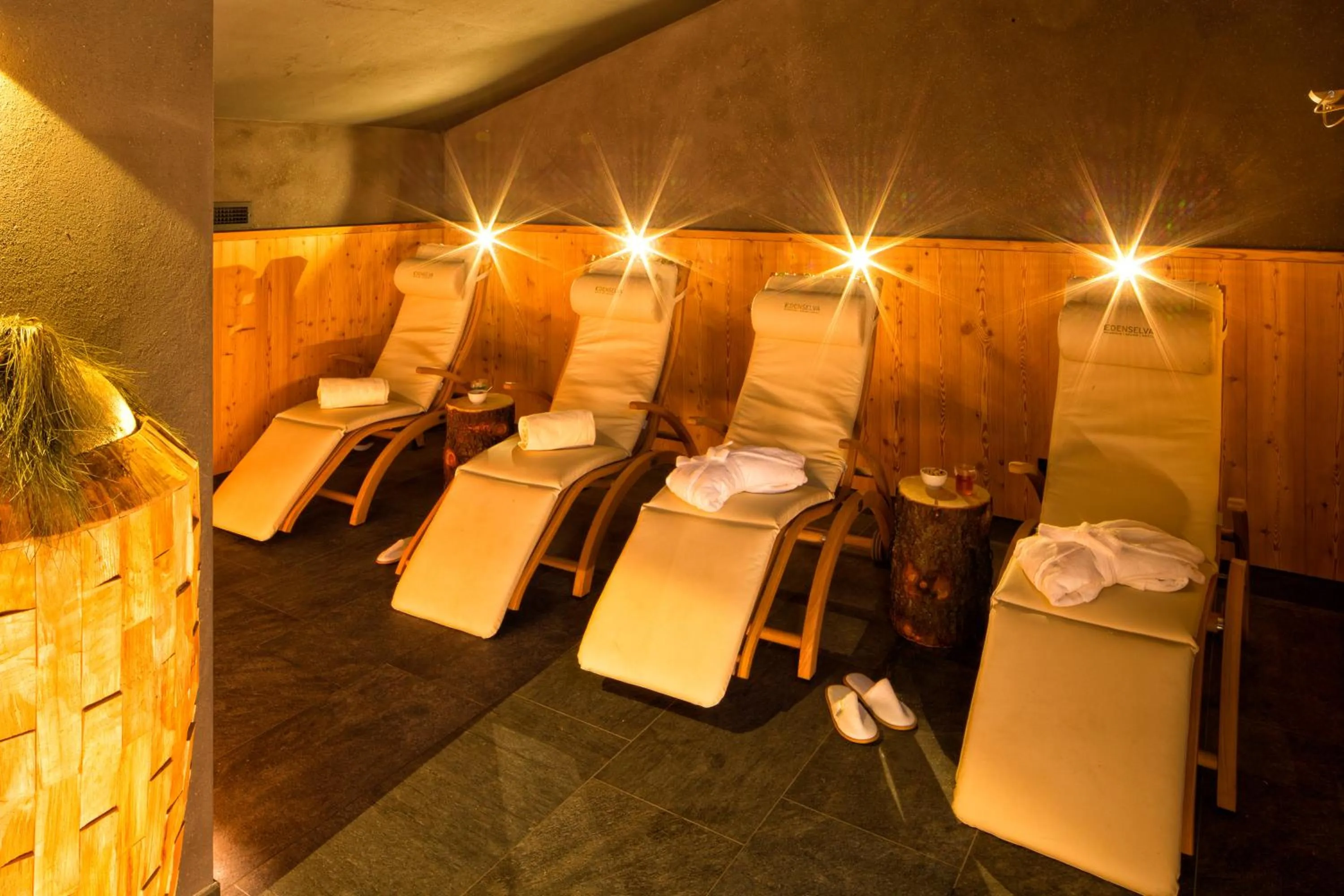 Sauna in Mountain Design Hotel Eden Selva