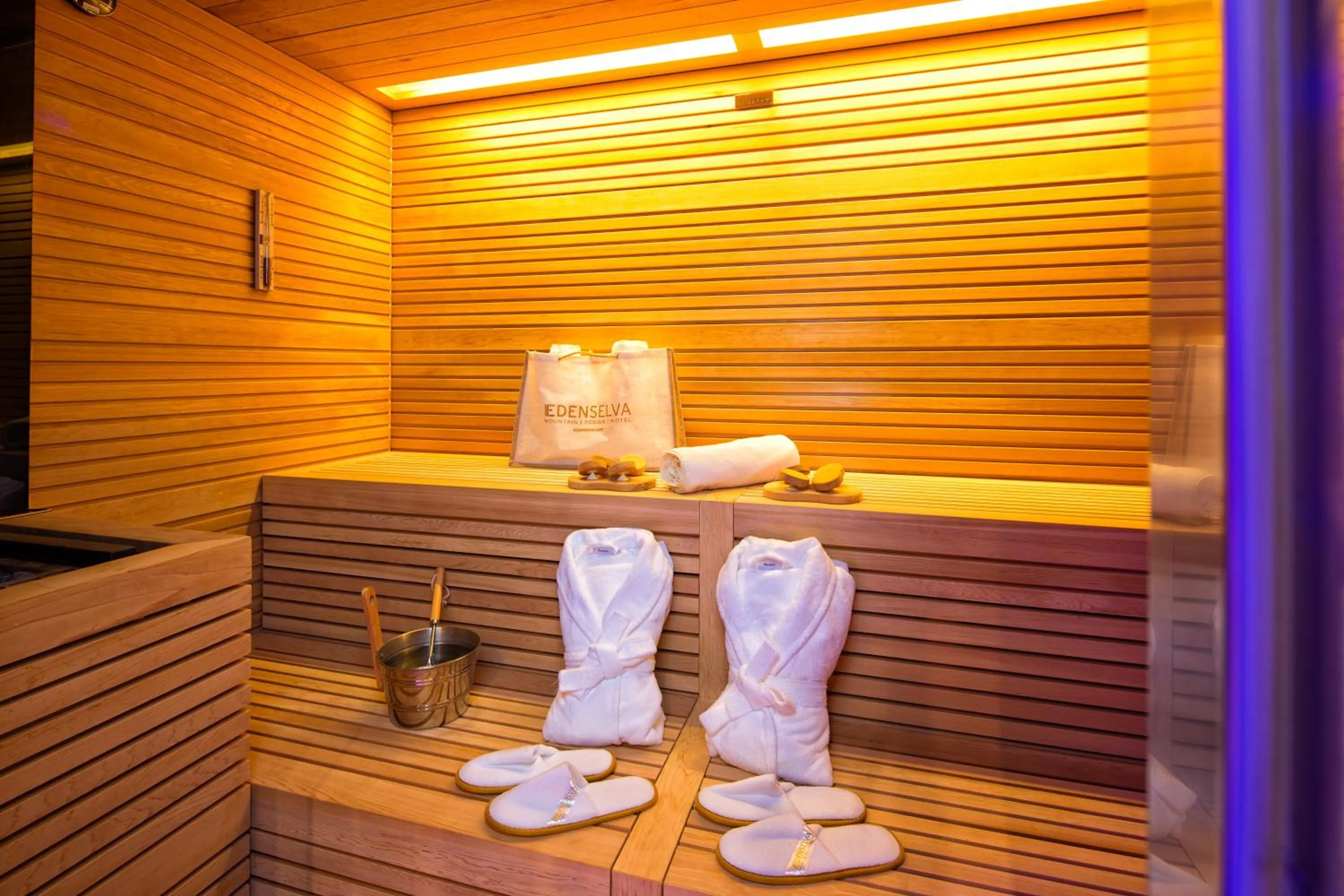 Sauna in Mountain Design Hotel Eden Selva
