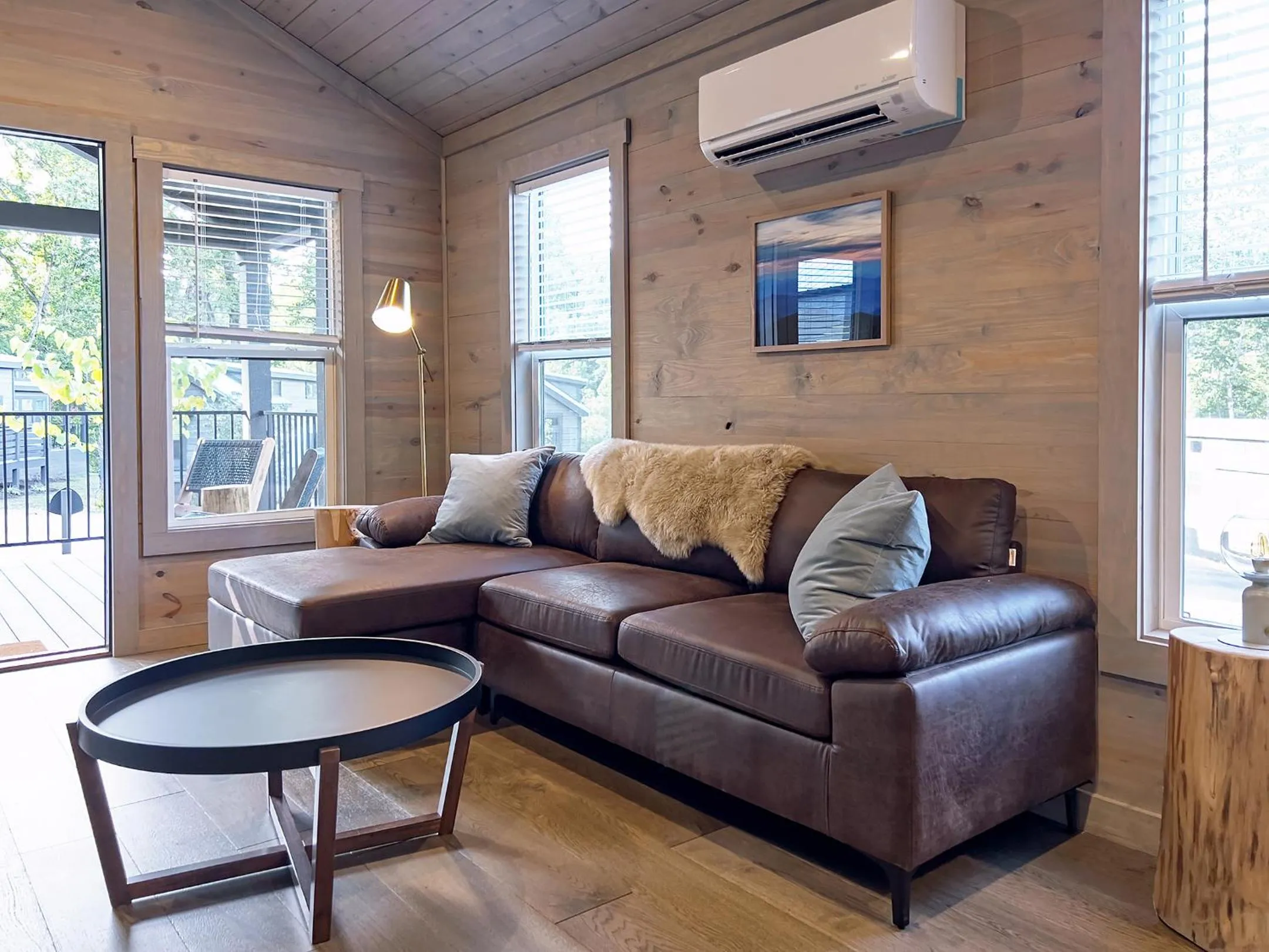 Seating area in Asheville River Cabins