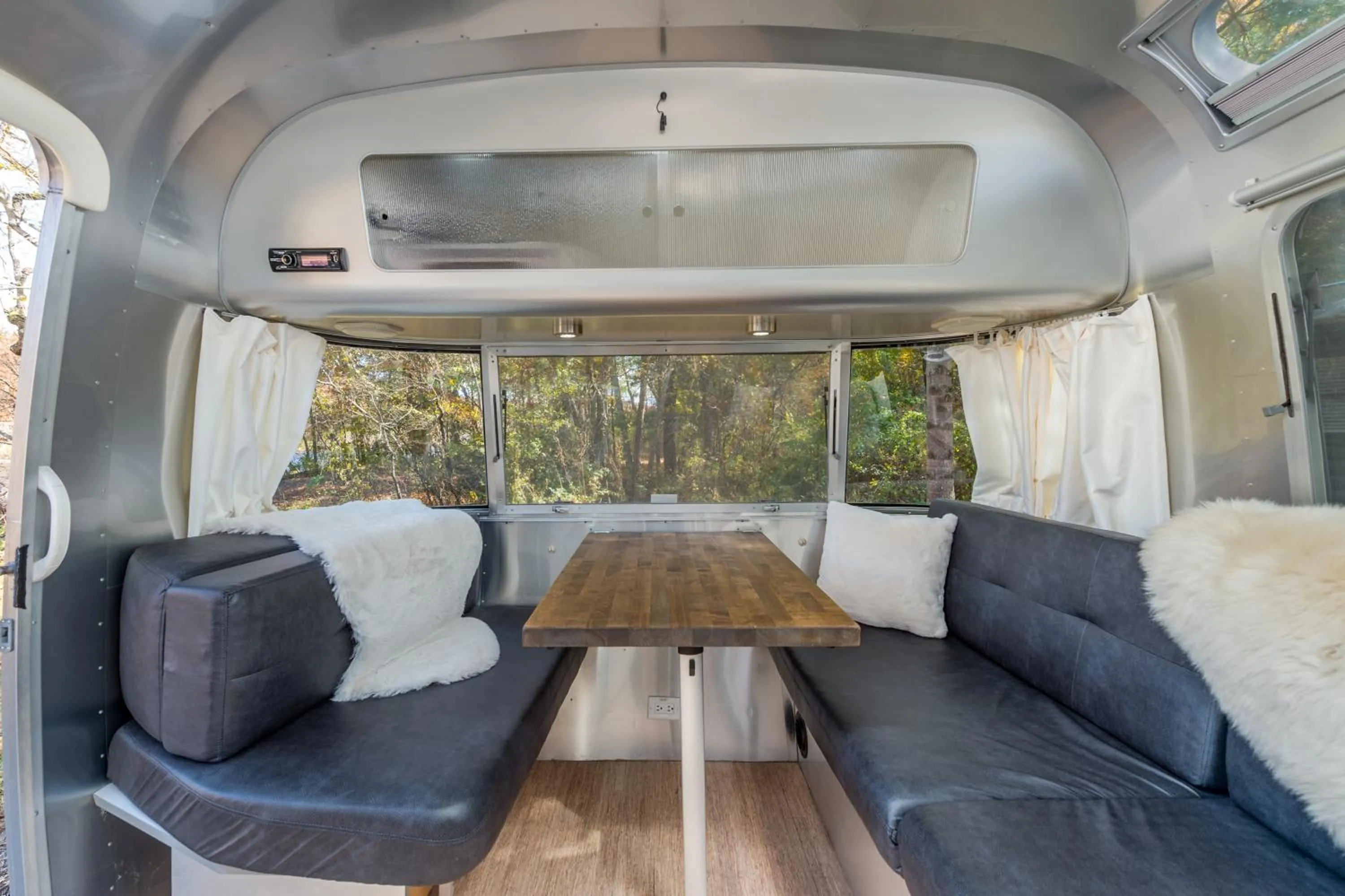 Seating area in Asheville River Cabins