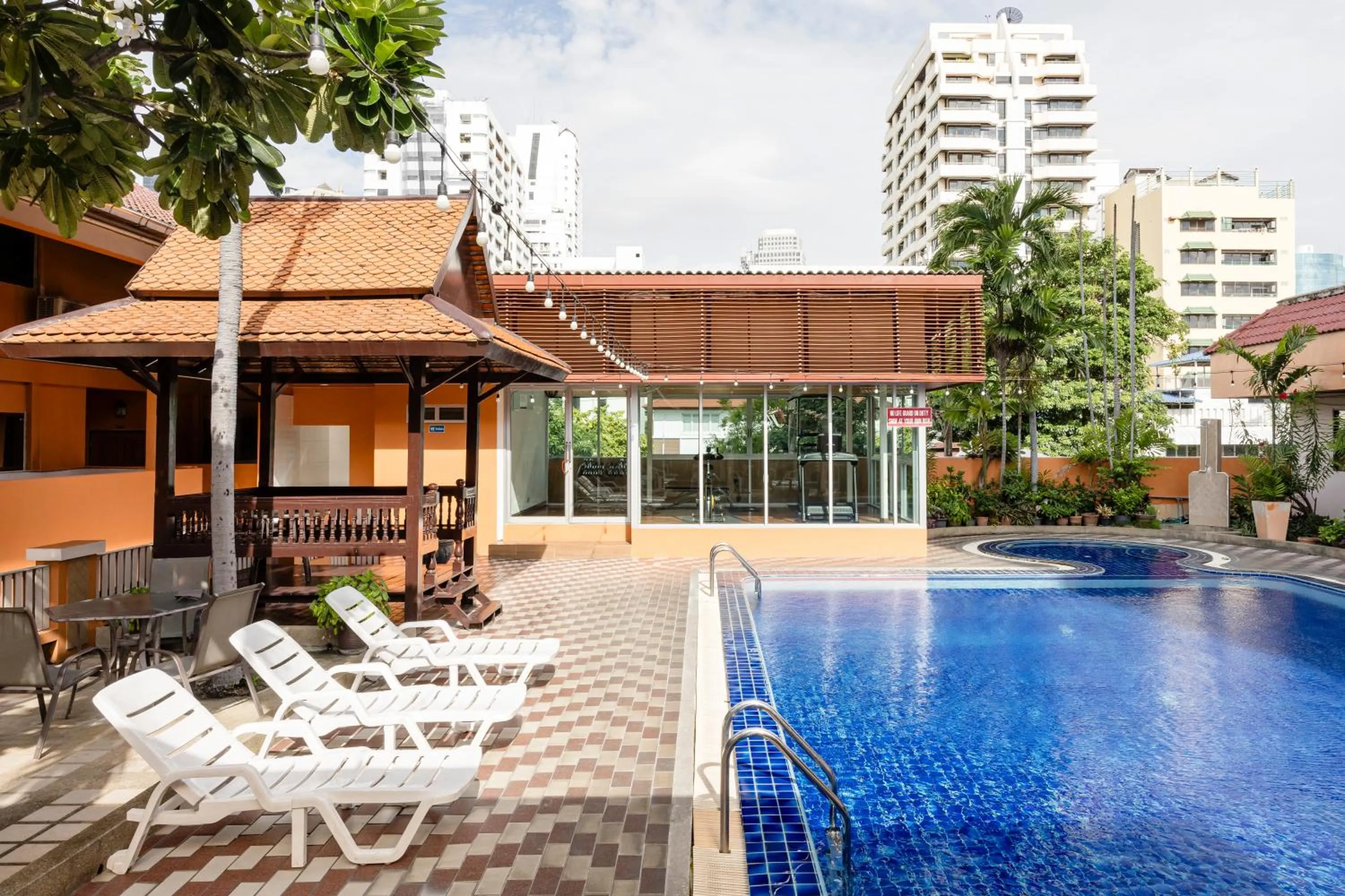Pool view in Teja Hotel