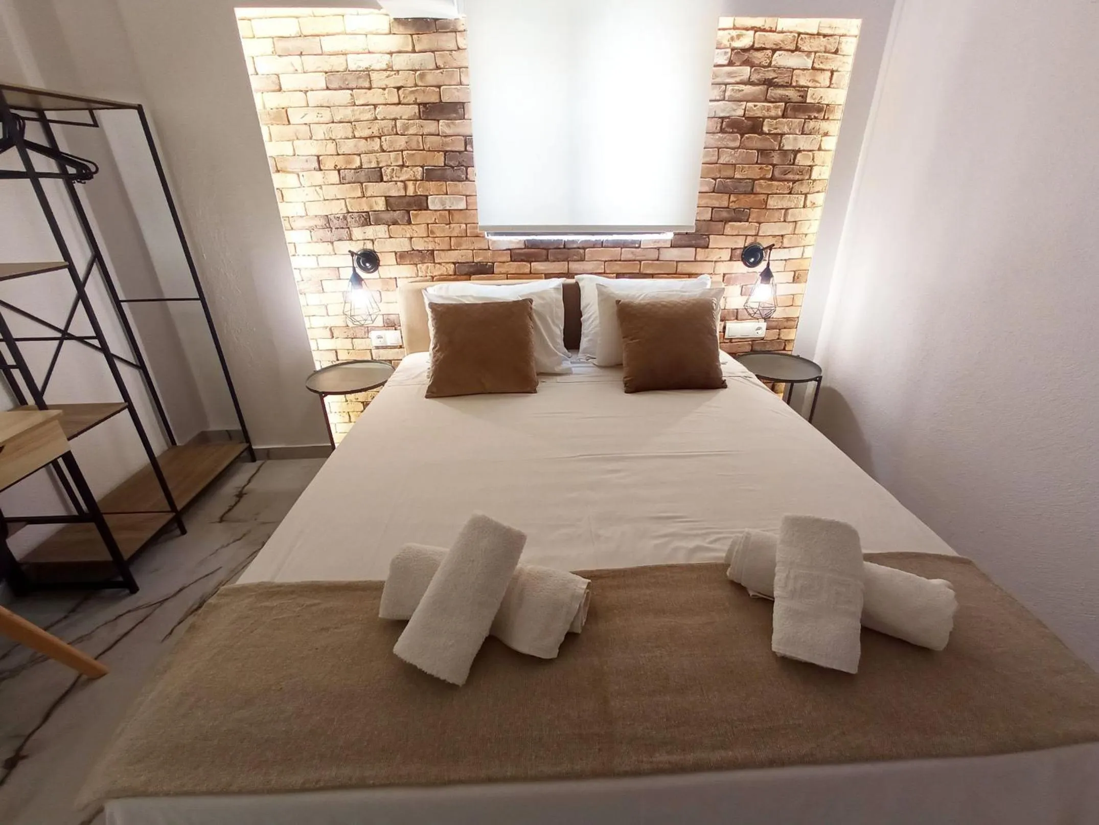 Bed in Salonikiou Beach Apartments & Villas