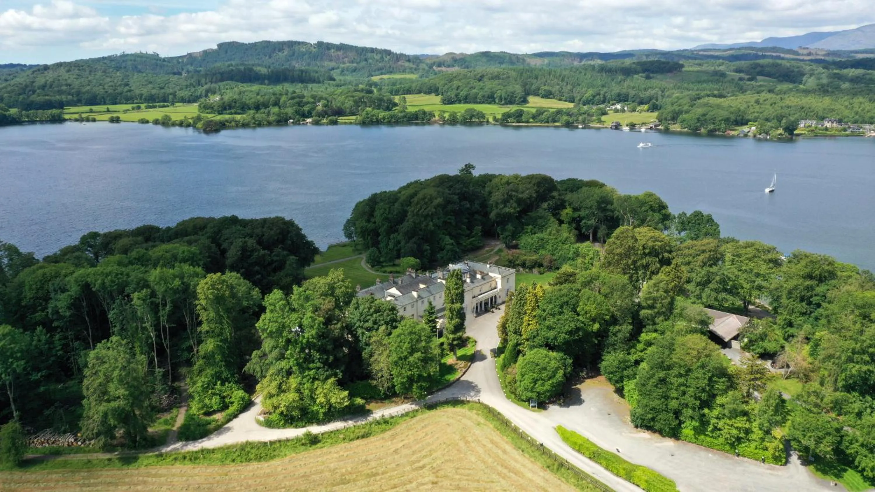 Garden in Storrs Hall Hotel on the shore of Lake Windermere
