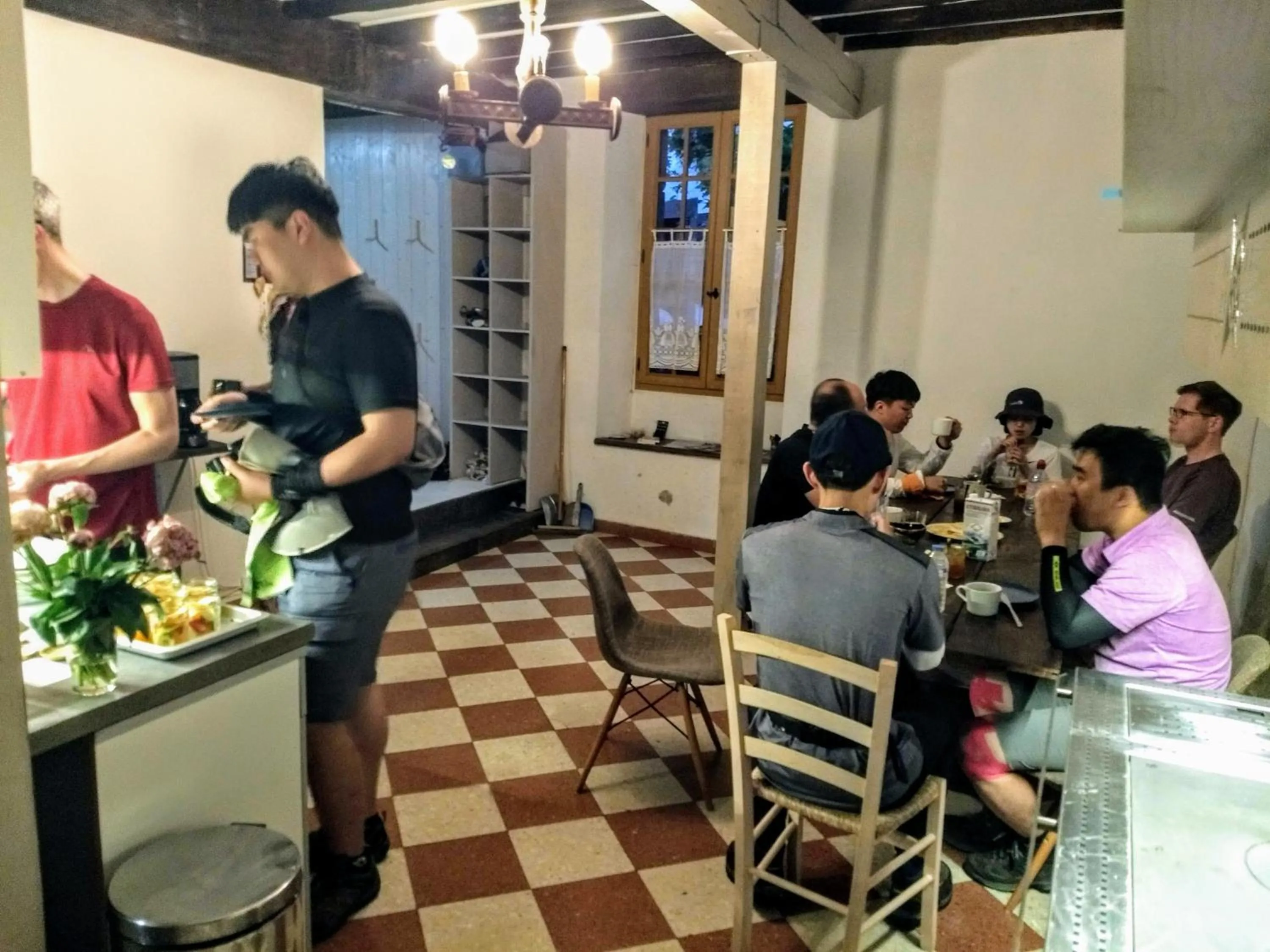 Breakfast in Gite de la Porte Saint Jacques: a hostel for pilgrims