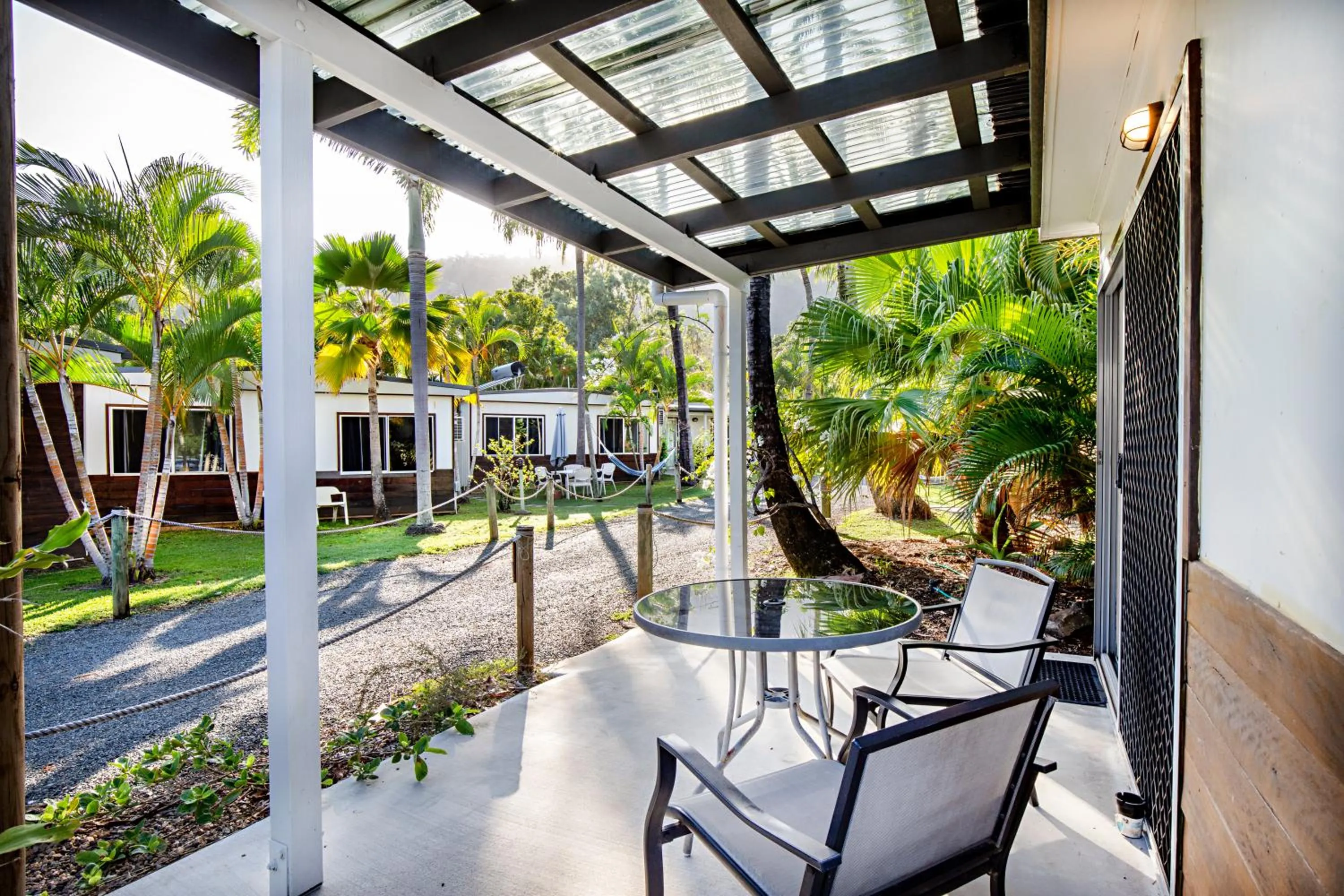 Patio in Bush Village Holiday Cabins