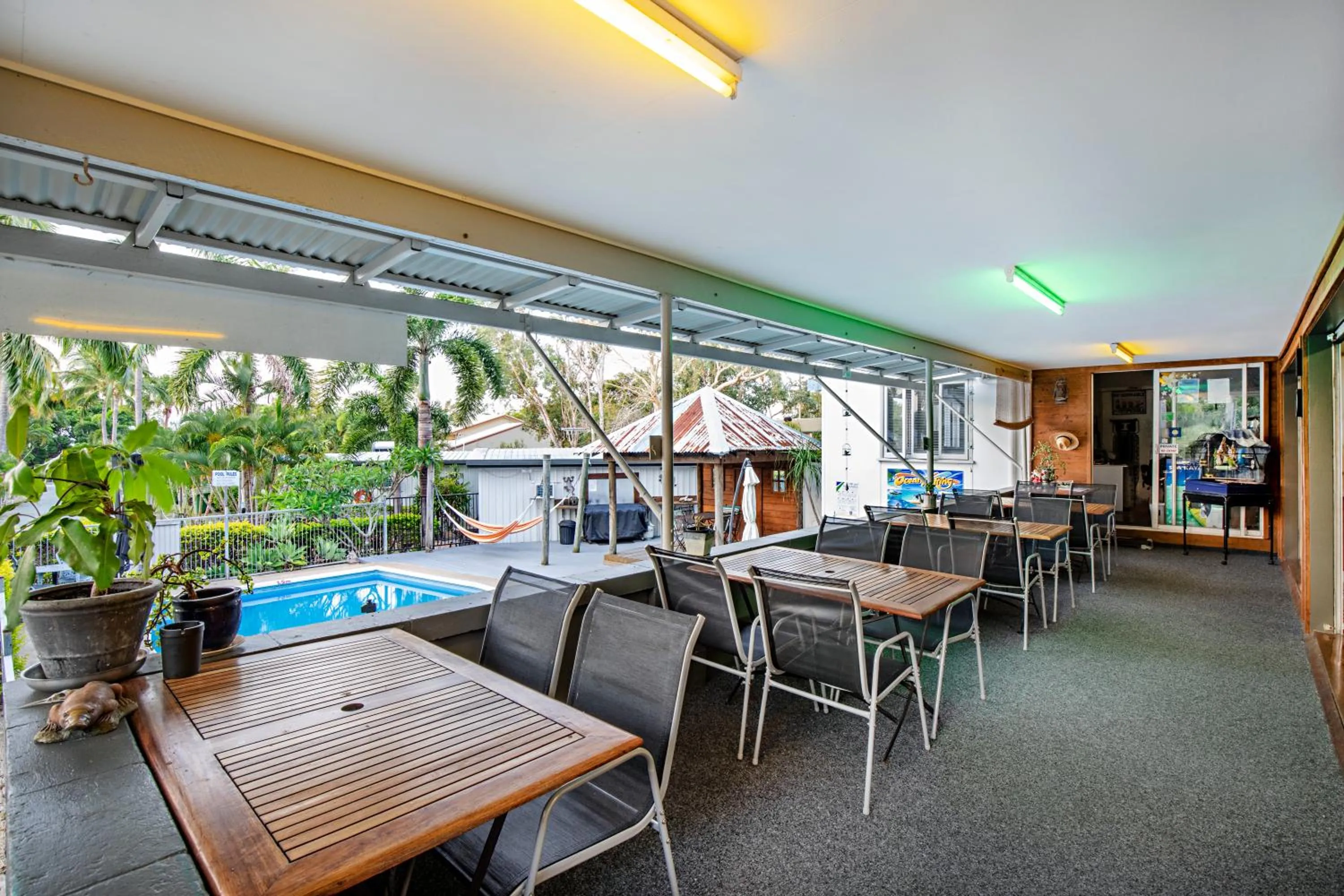Balcony/Terrace in Bush Village Holiday Cabins