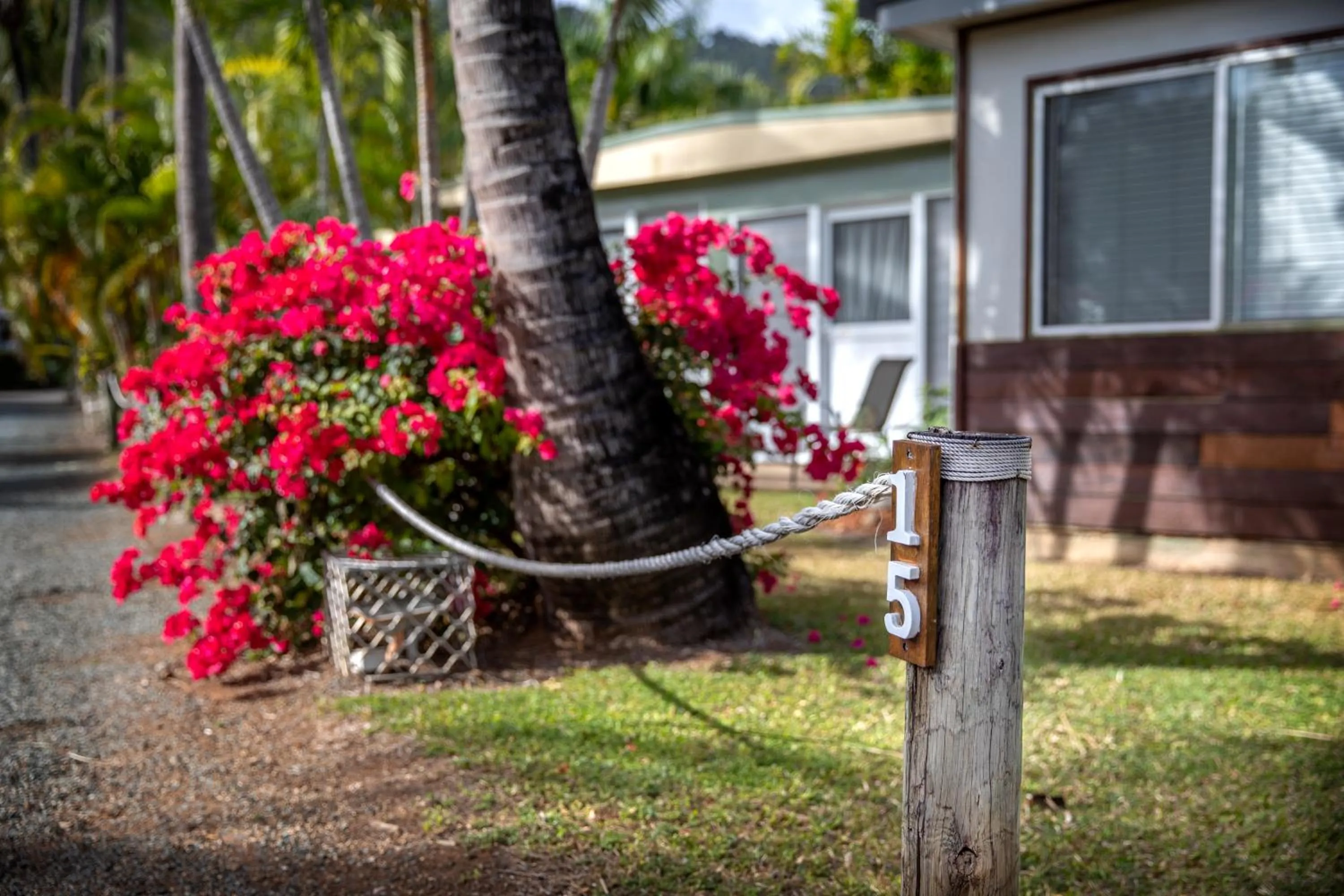 Garden view in Bush Village Holiday Cabins