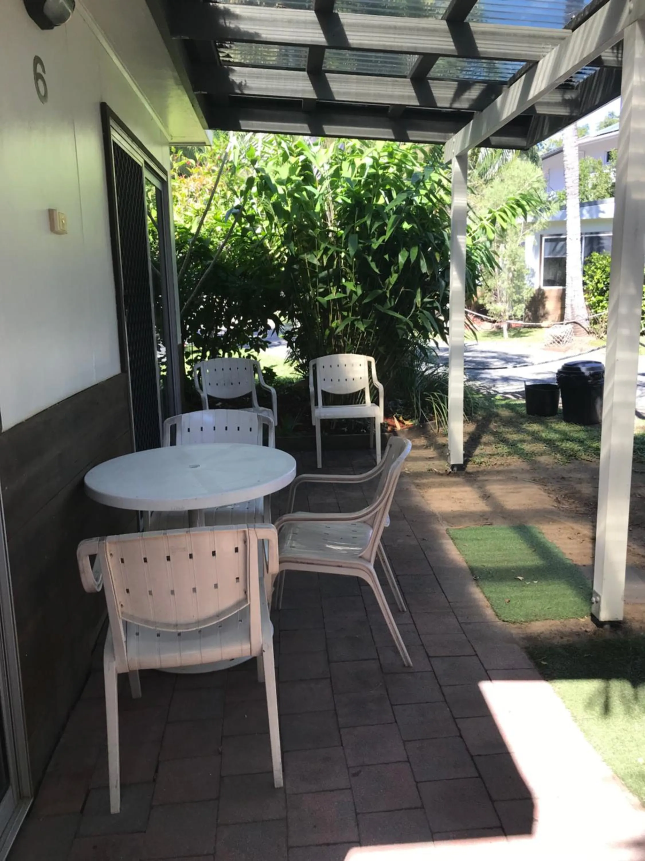 Patio in Bush Village Holiday Cabins