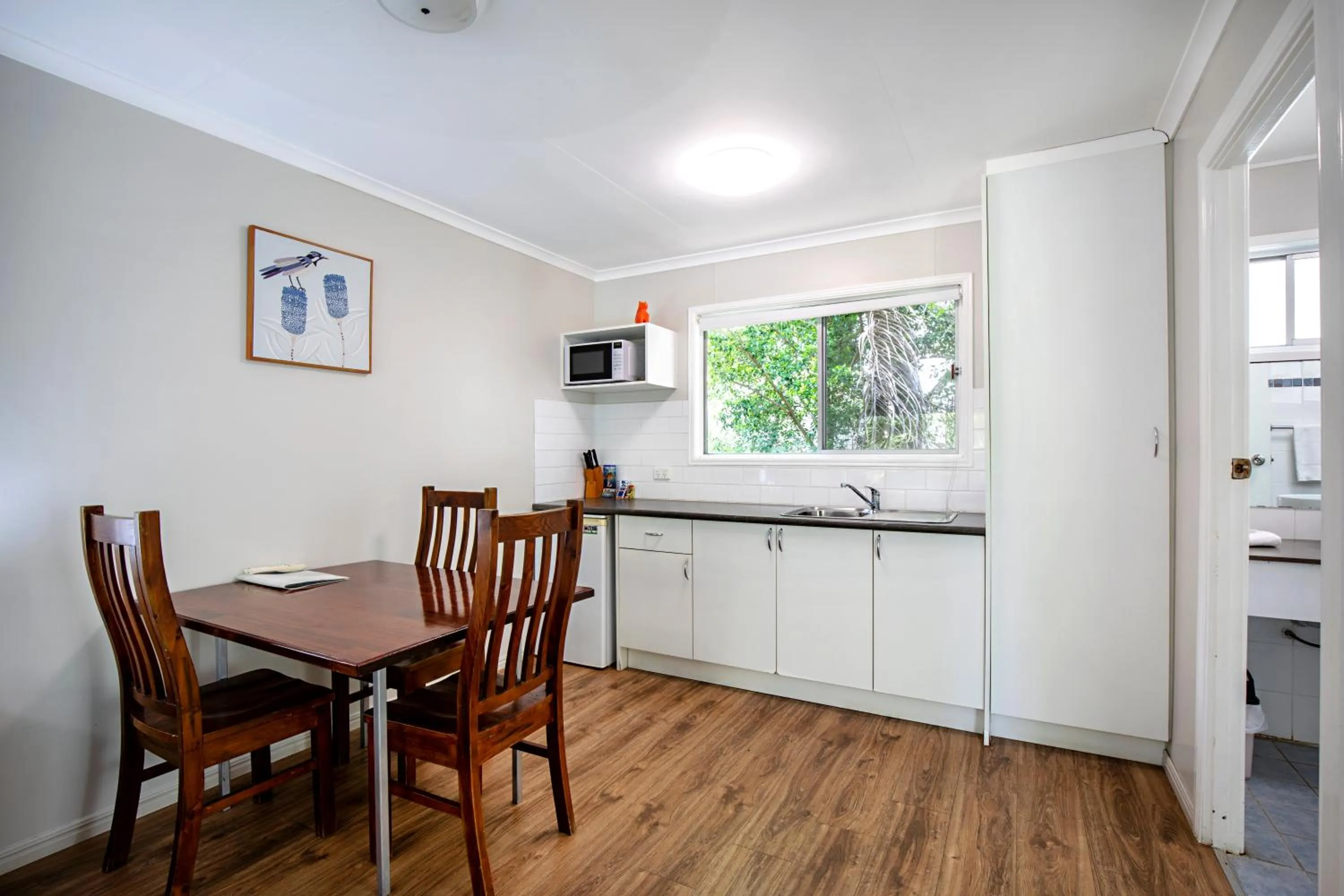 Kitchen or kitchenette in Bush Village Holiday Cabins
