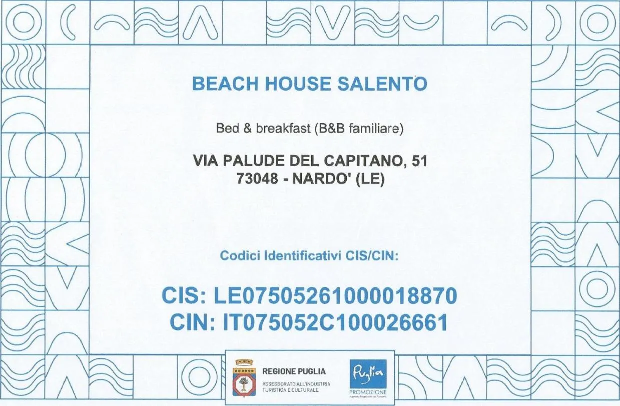 Certificate/Award in Beach House Salento