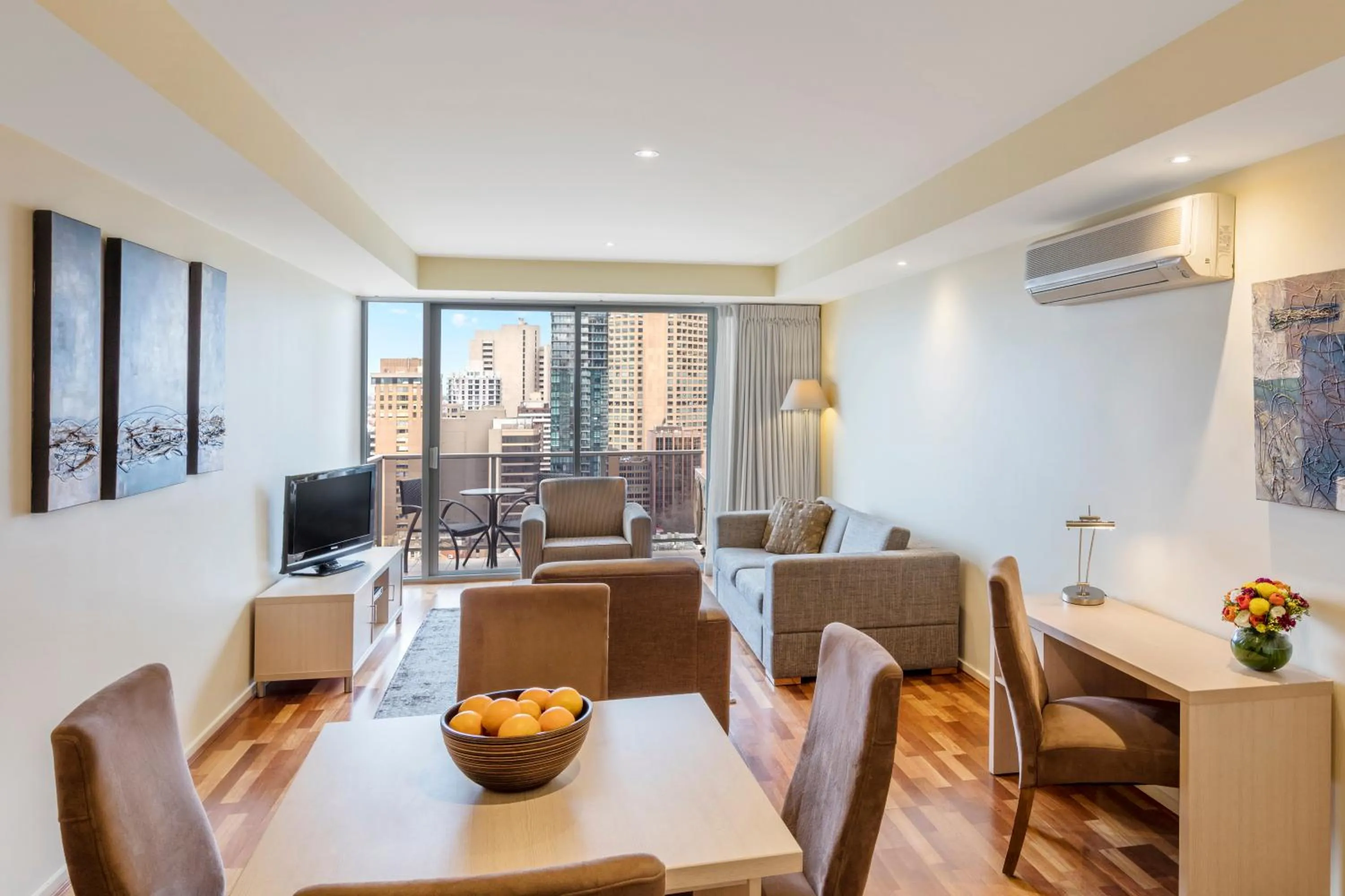 Living room in Oaks Melbourne on Lonsdale Suites