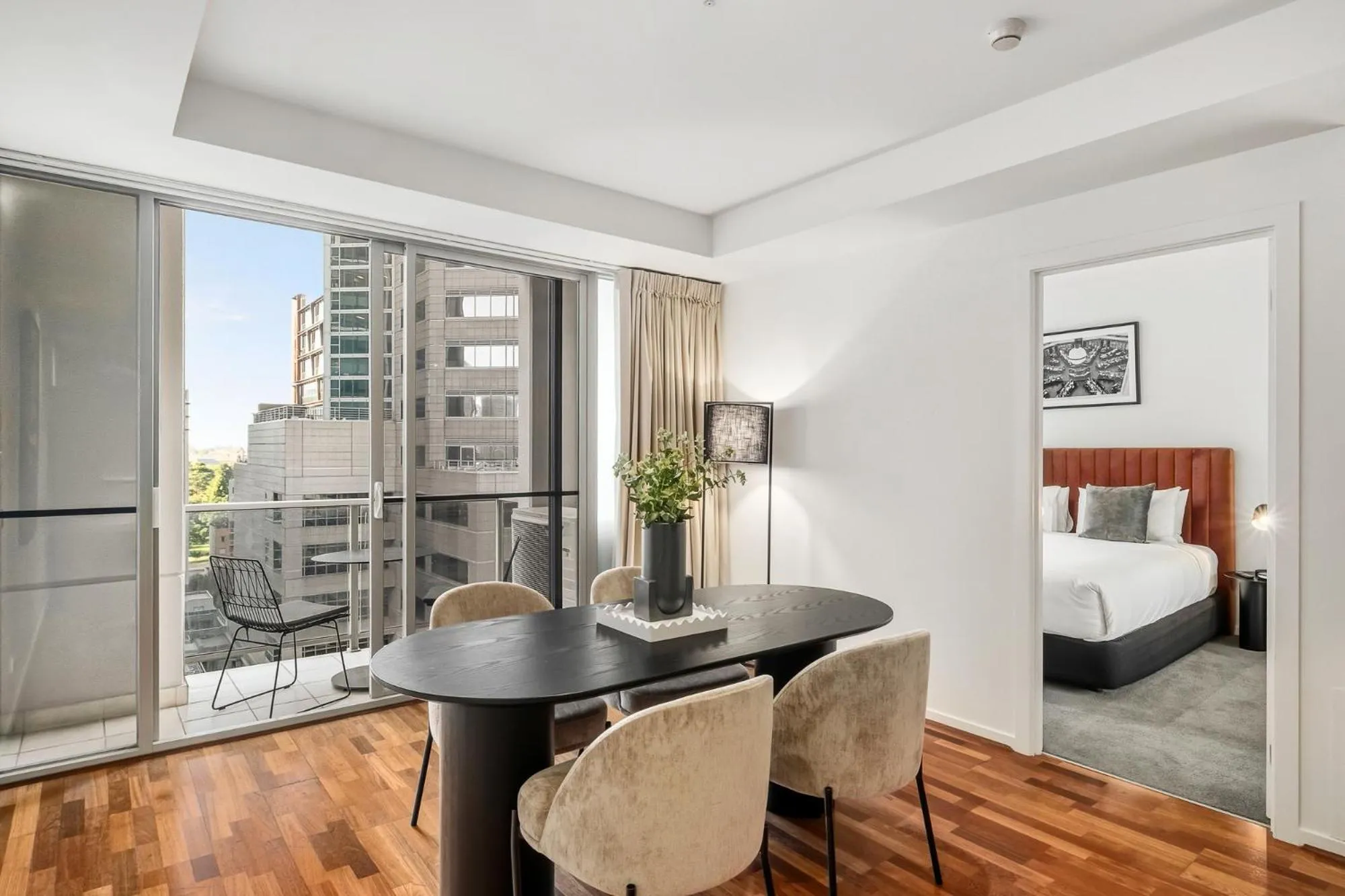 Living room, Bed in Nolo Apartments Lonsdale St