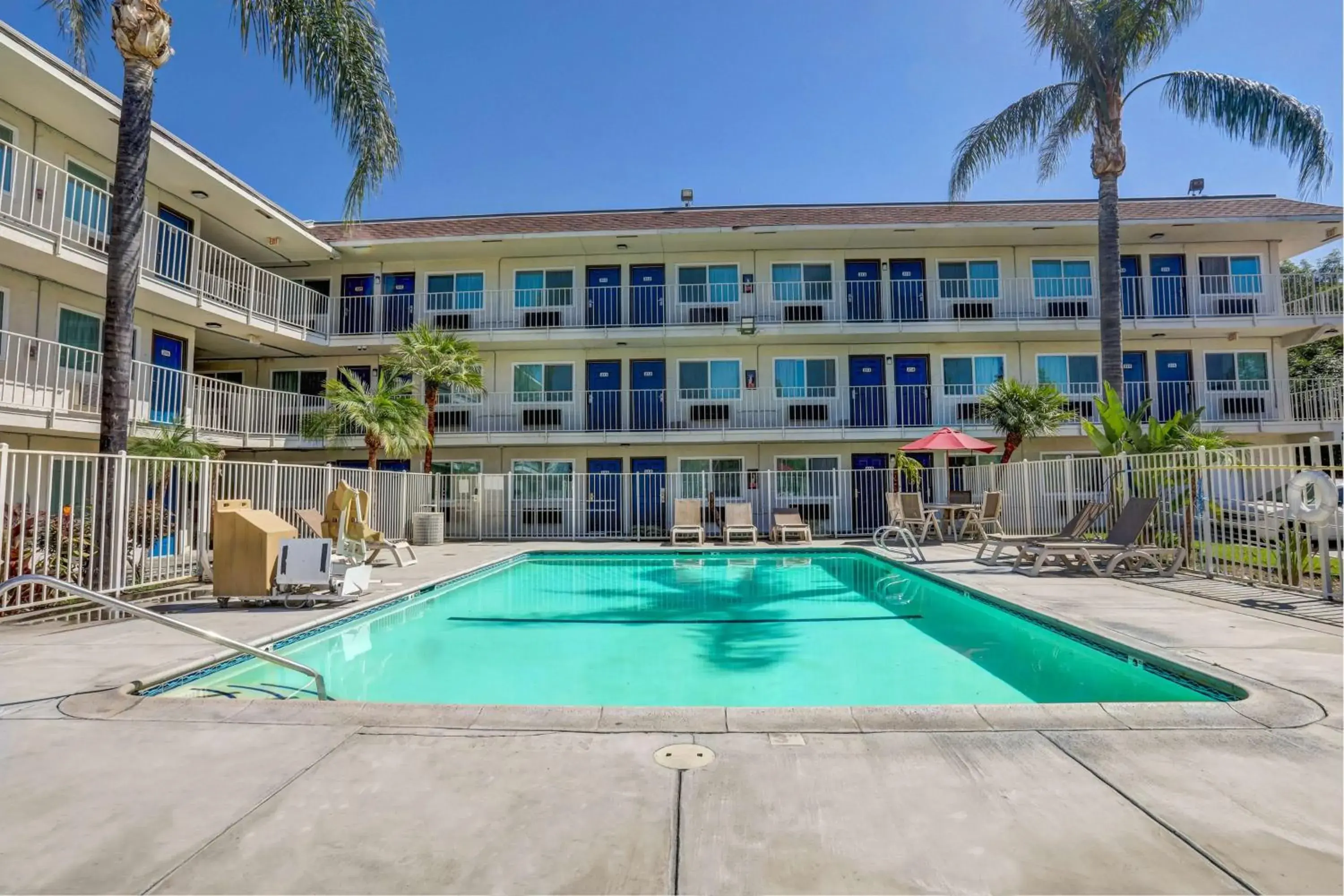 Pool view, Swimming Pool in Motel 6 San Bernardino, CA - North