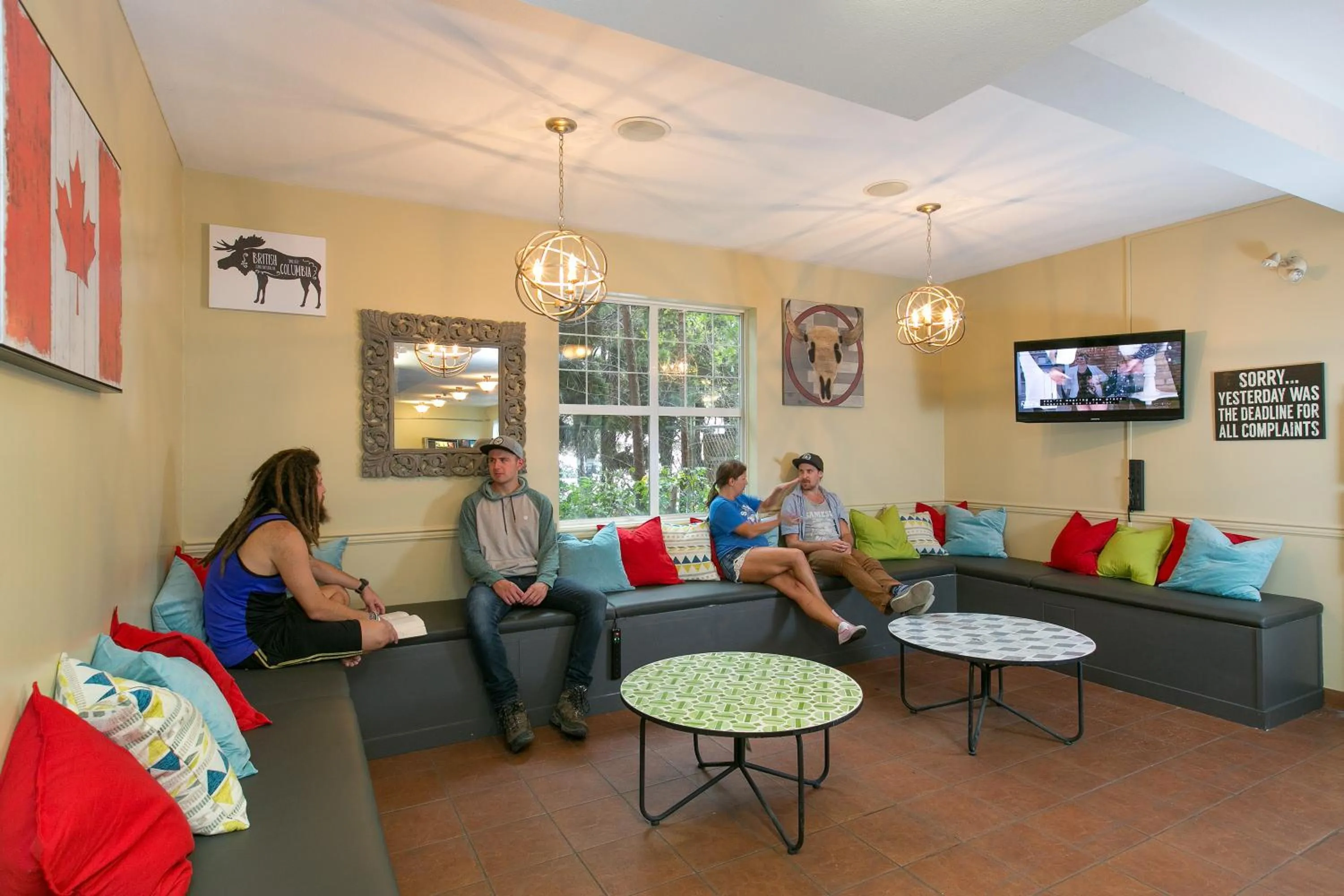 group of guests in HI Kelowna Hostel