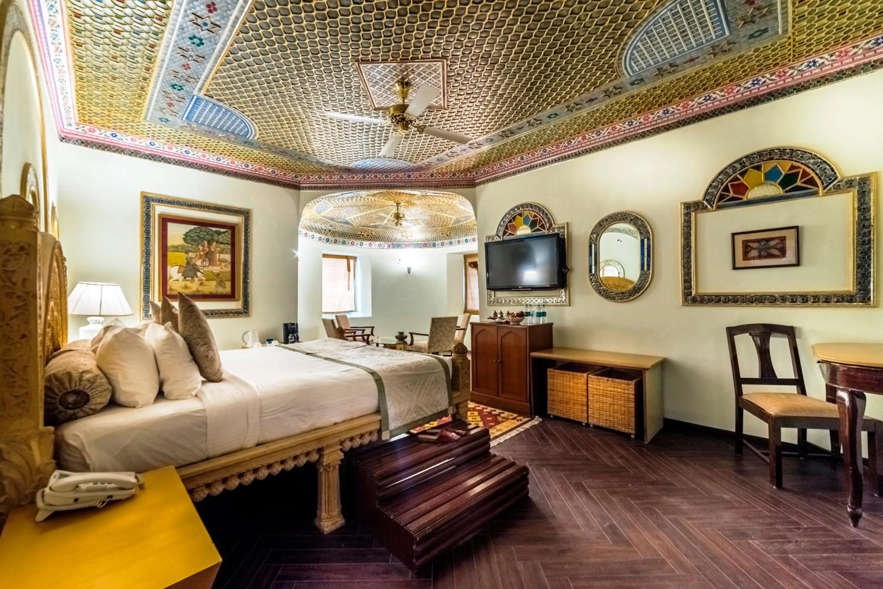 Bed in Fort Rajwada,Jaisalmer