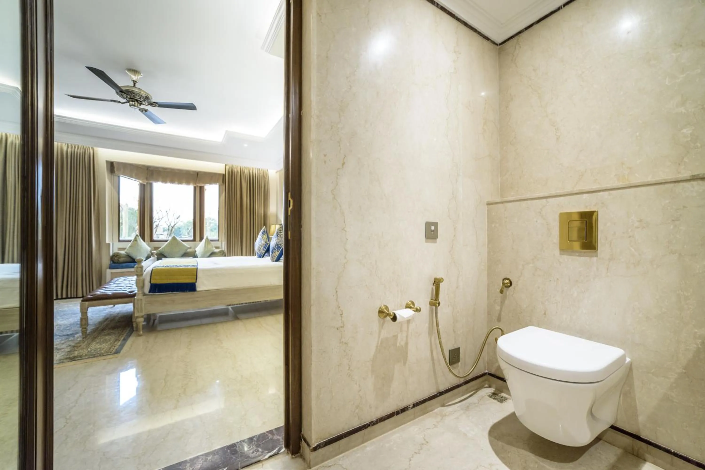 Bathroom, Bed in Fort Rajwada,Jaisalmer