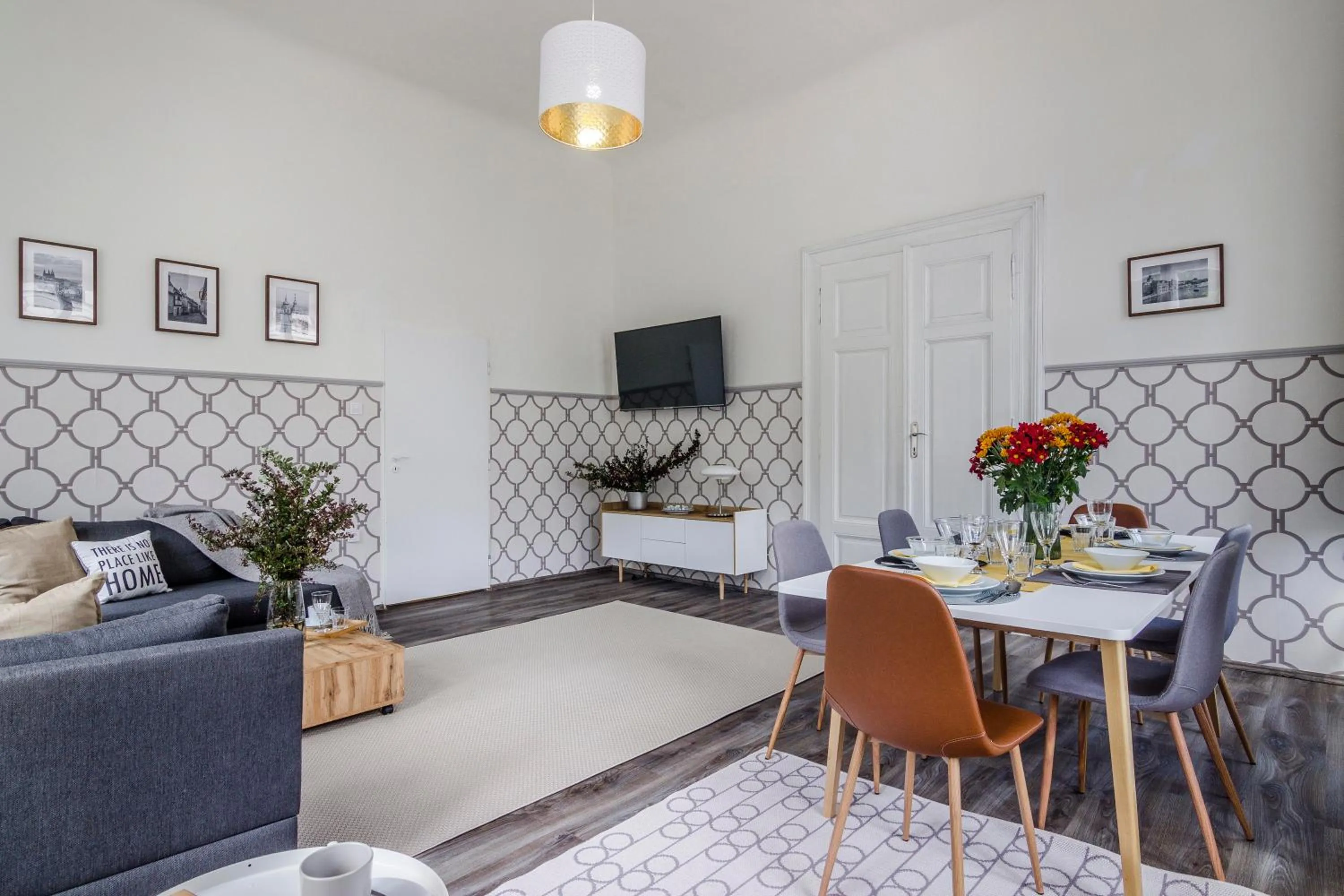 Seating area in Historic Centre Prague Apartments by Michal&Friends