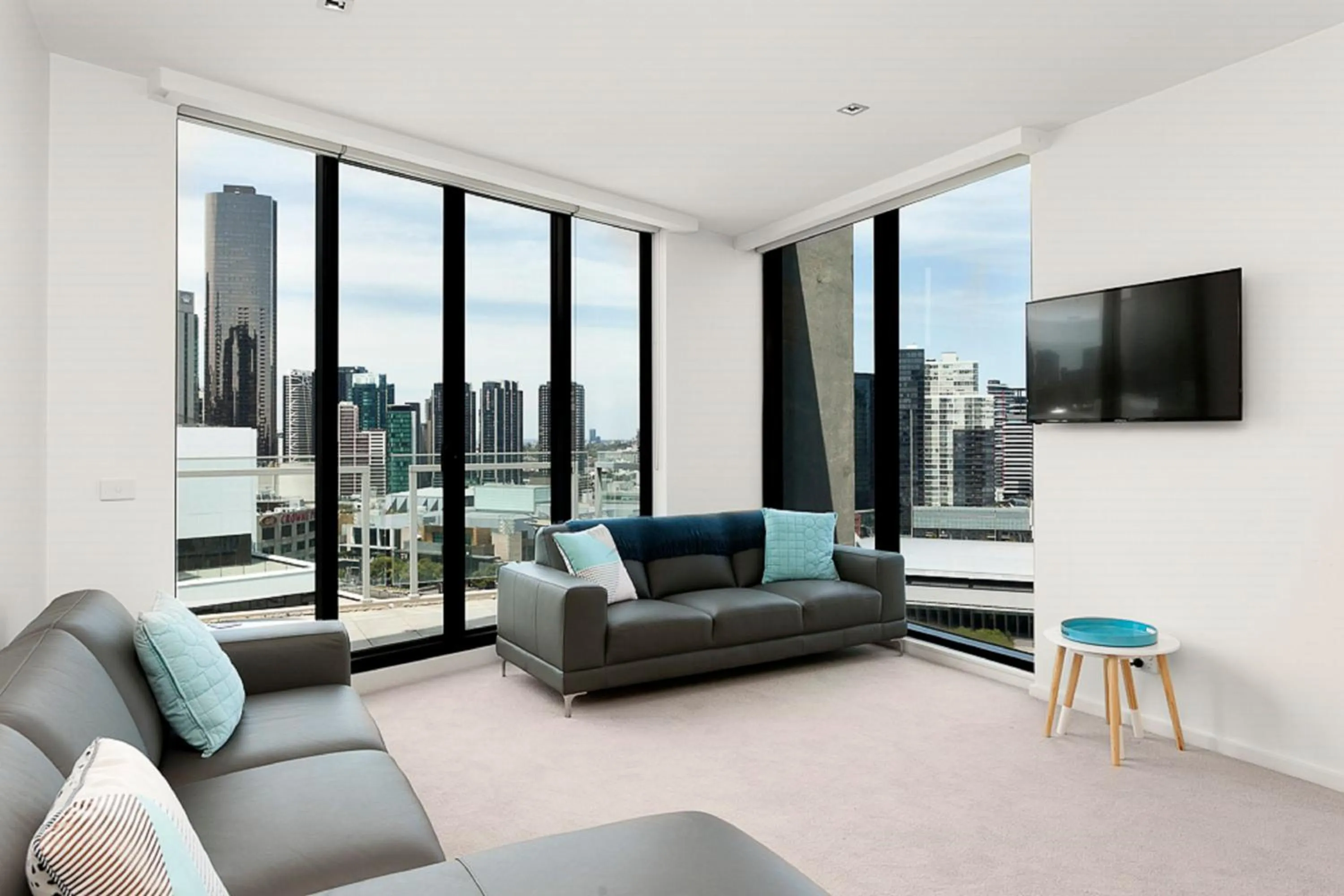 Living room in Waterfront Melbourne Apartments