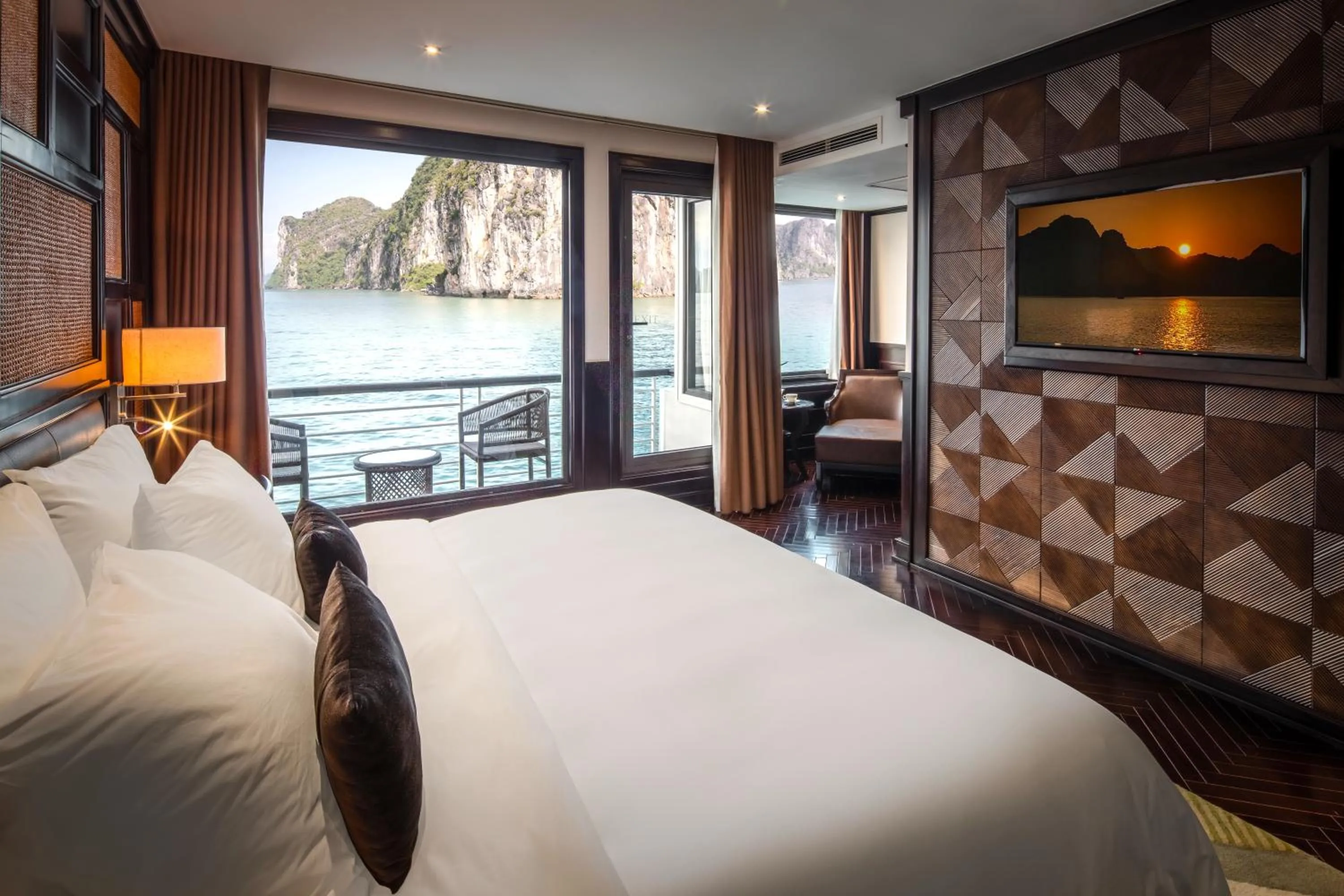 Bedroom, Bed in Ambassador Cruise Halong Bay