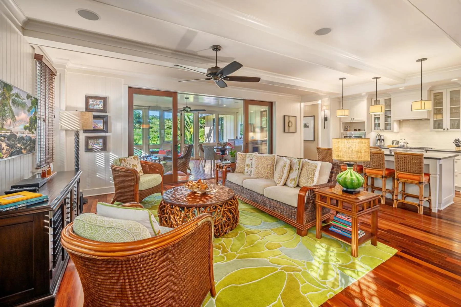 Seating area in The Lodge at Kukuiula - CoralTree Residence Collection