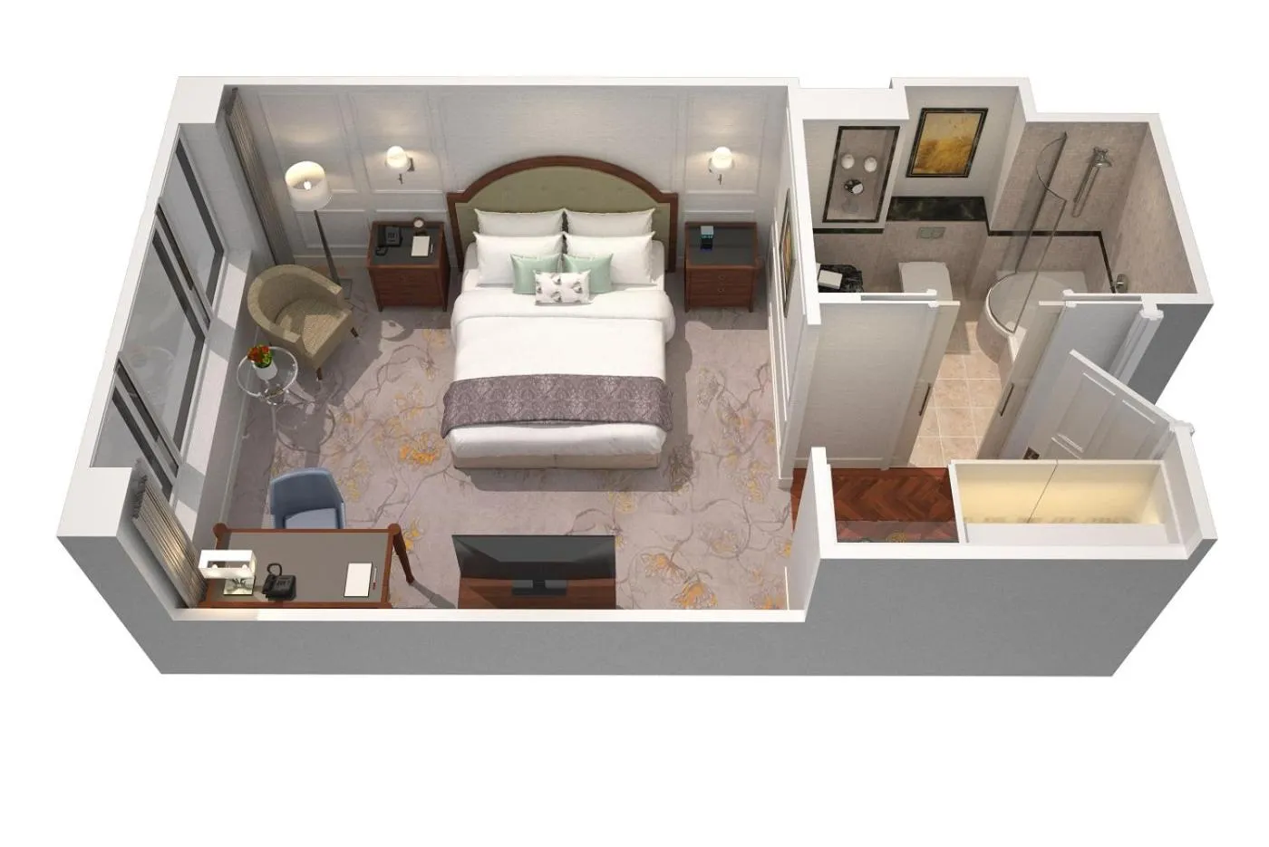 Floor plan, Bed in The Langham London