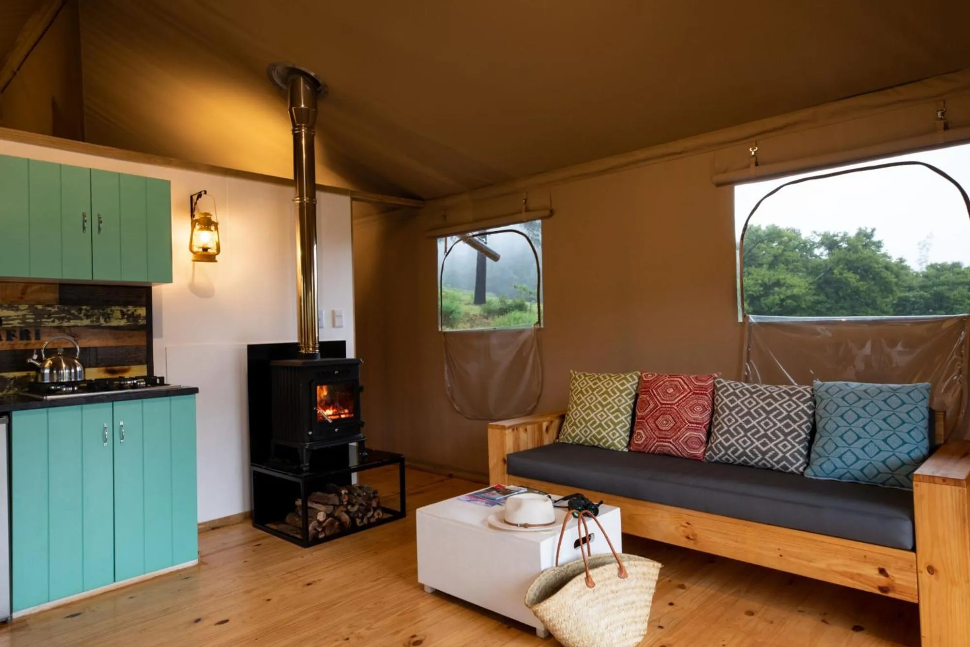 Living room in AfriCamps at Oakhurst