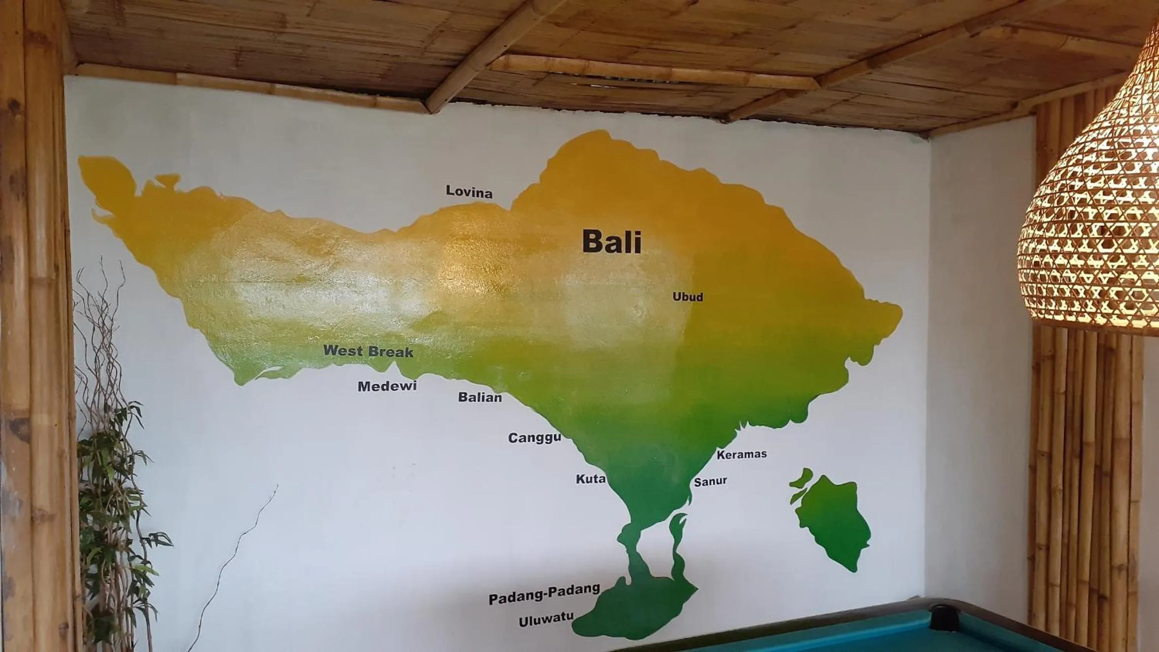 Text overlay in West Break Bali - Medewi