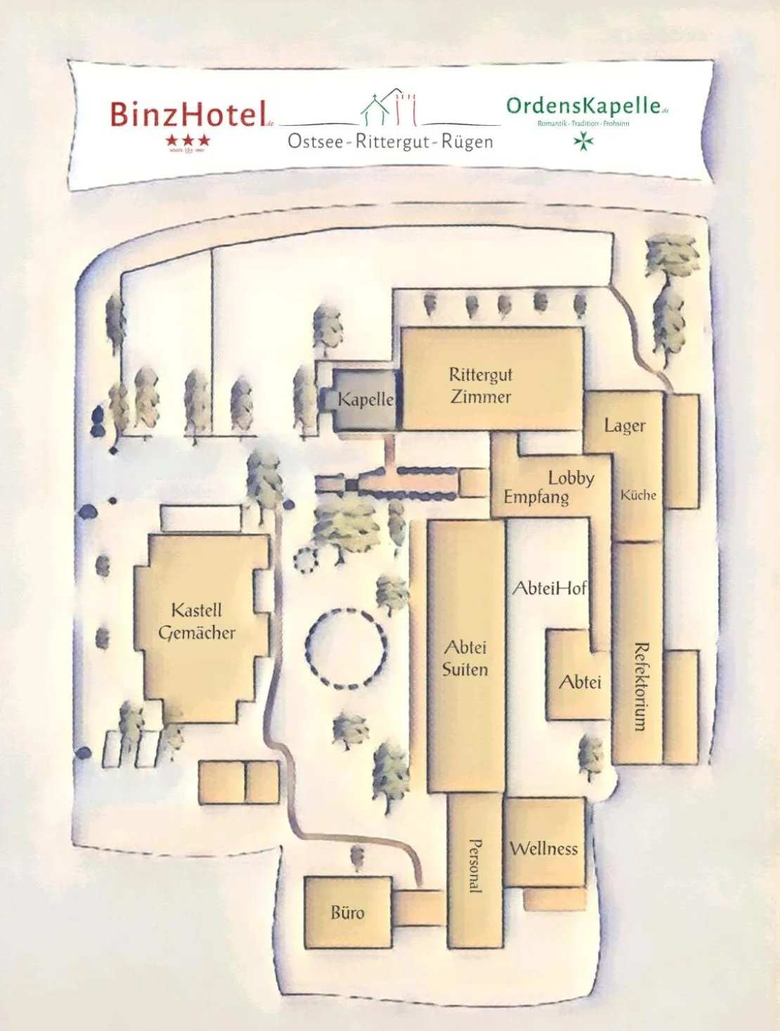 Location in Ostsee-Rittergut-Rügen mit BinzHotel & OrdensKapelle & RomantikGut