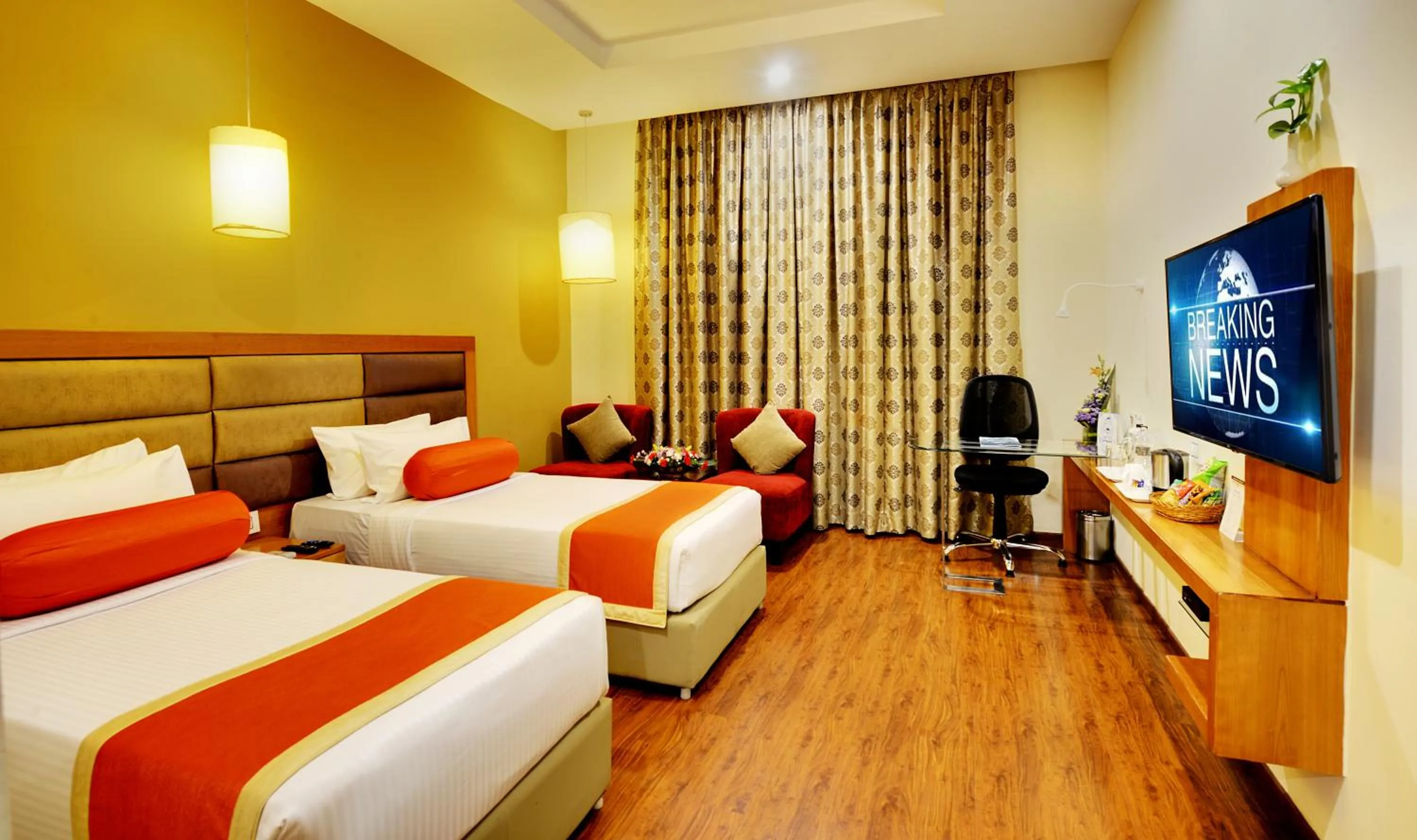 air conditioner, Bed in Hotel Ramanashree Richmond
