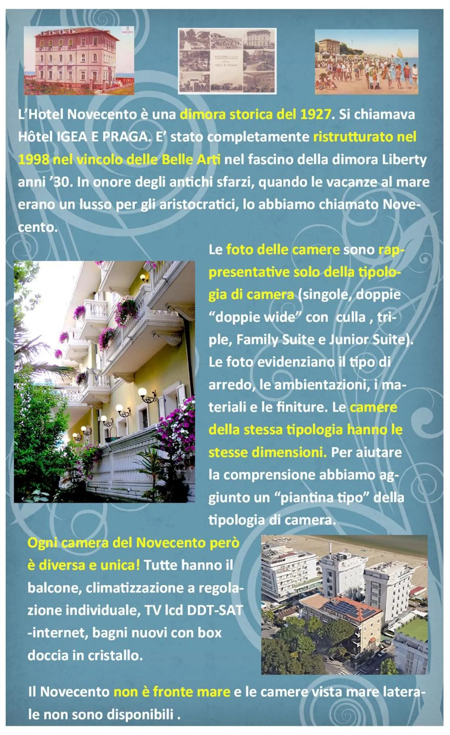 Text overlay in Novecento Suite Hotel