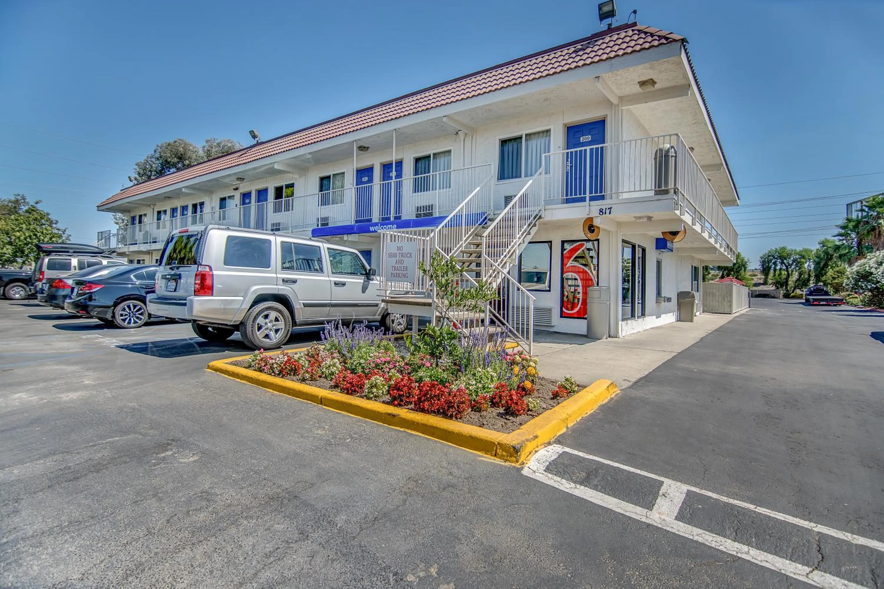 Facade/entrance in Motel 6-Stockton, CA - Charter Way West