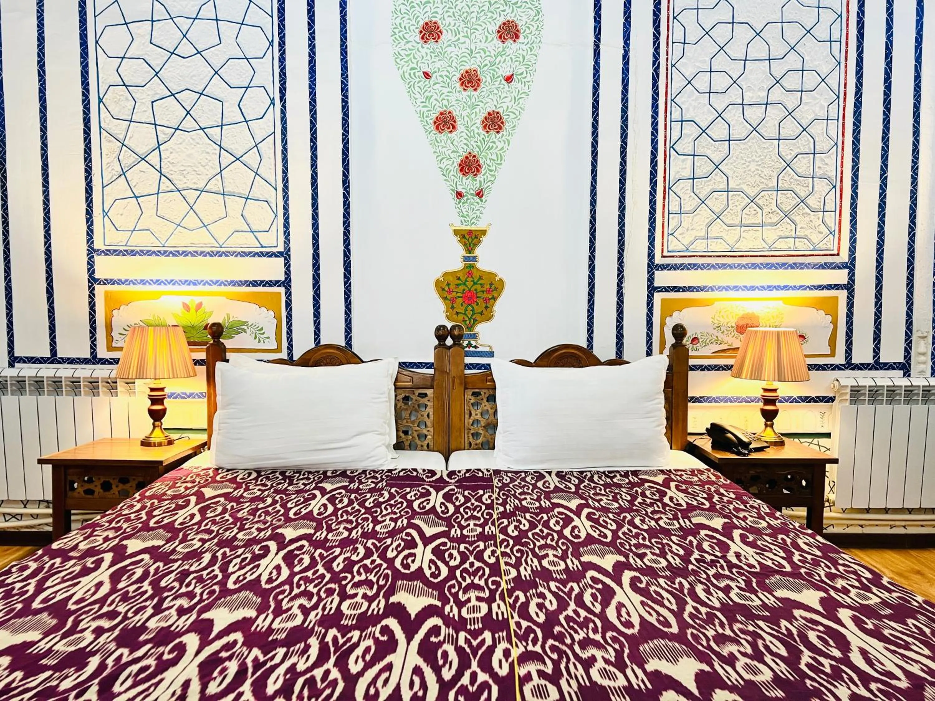 Bed in Komil Bukhara Boutique Hotel