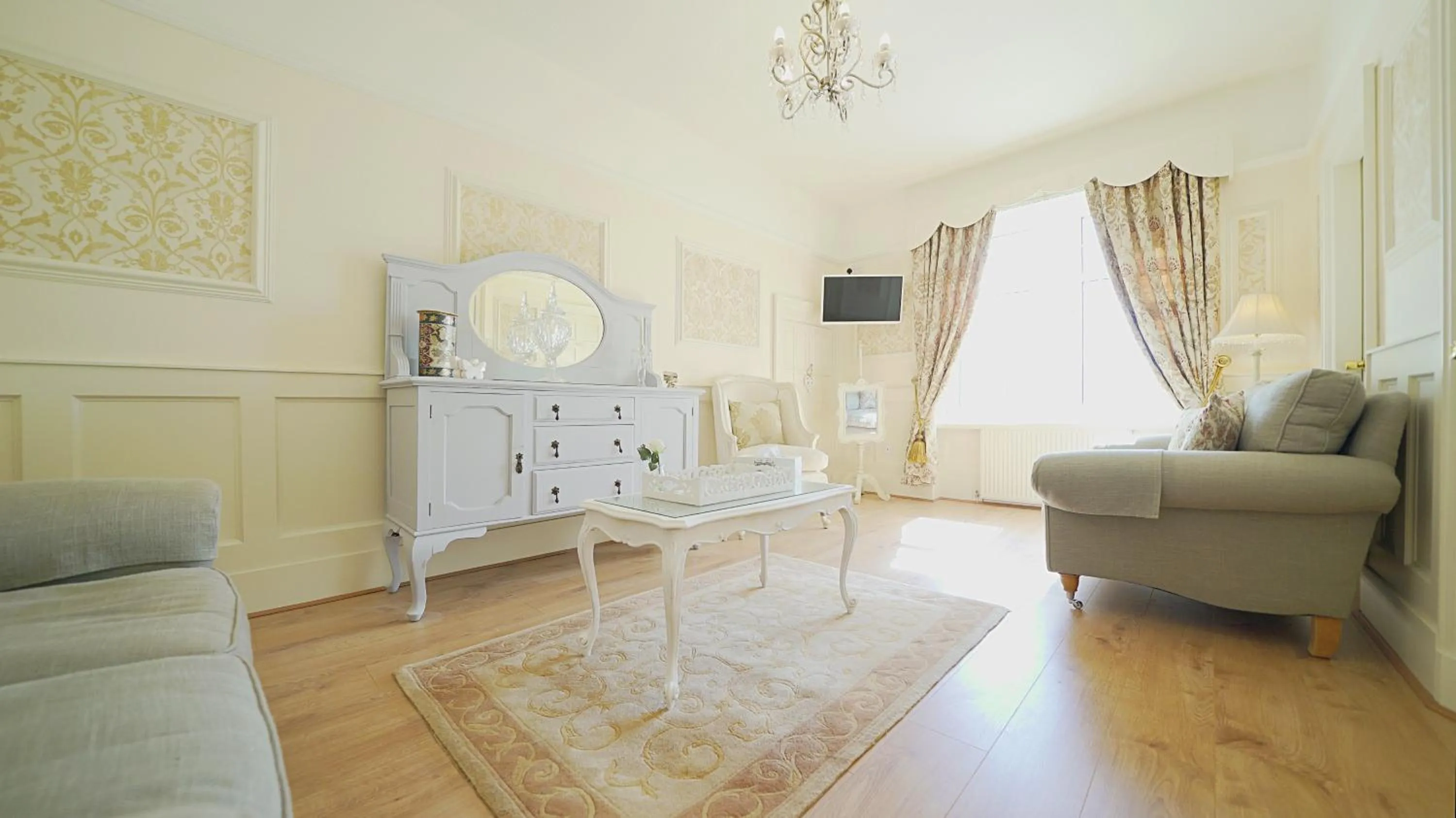 Living room in The Old Tramhouse Self Catering Apartments