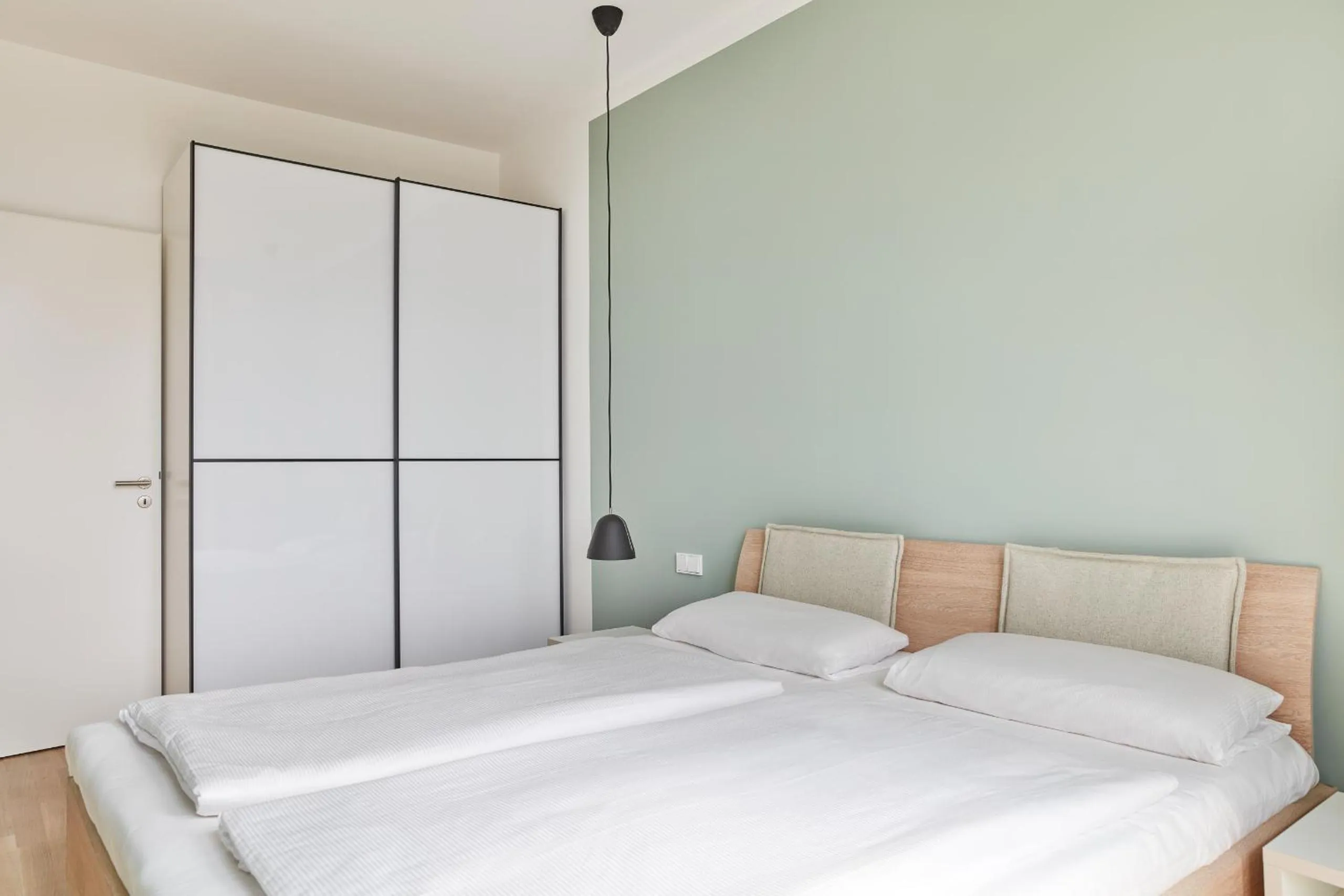 Bedroom, Bed in Park Penthouses Insel Eiswerder by Suite030