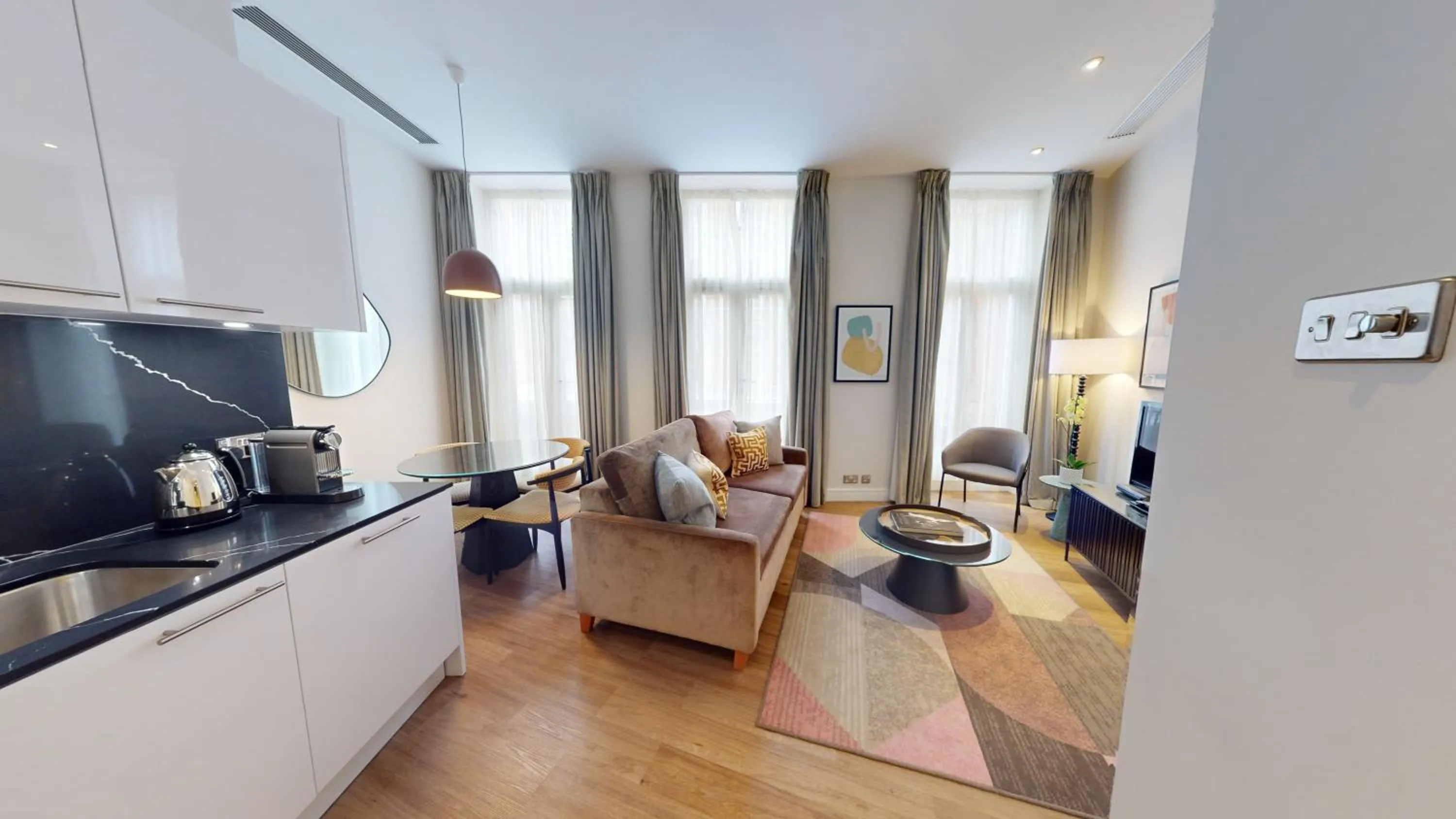 Living room in Cheval Harrington Court at South Kensington