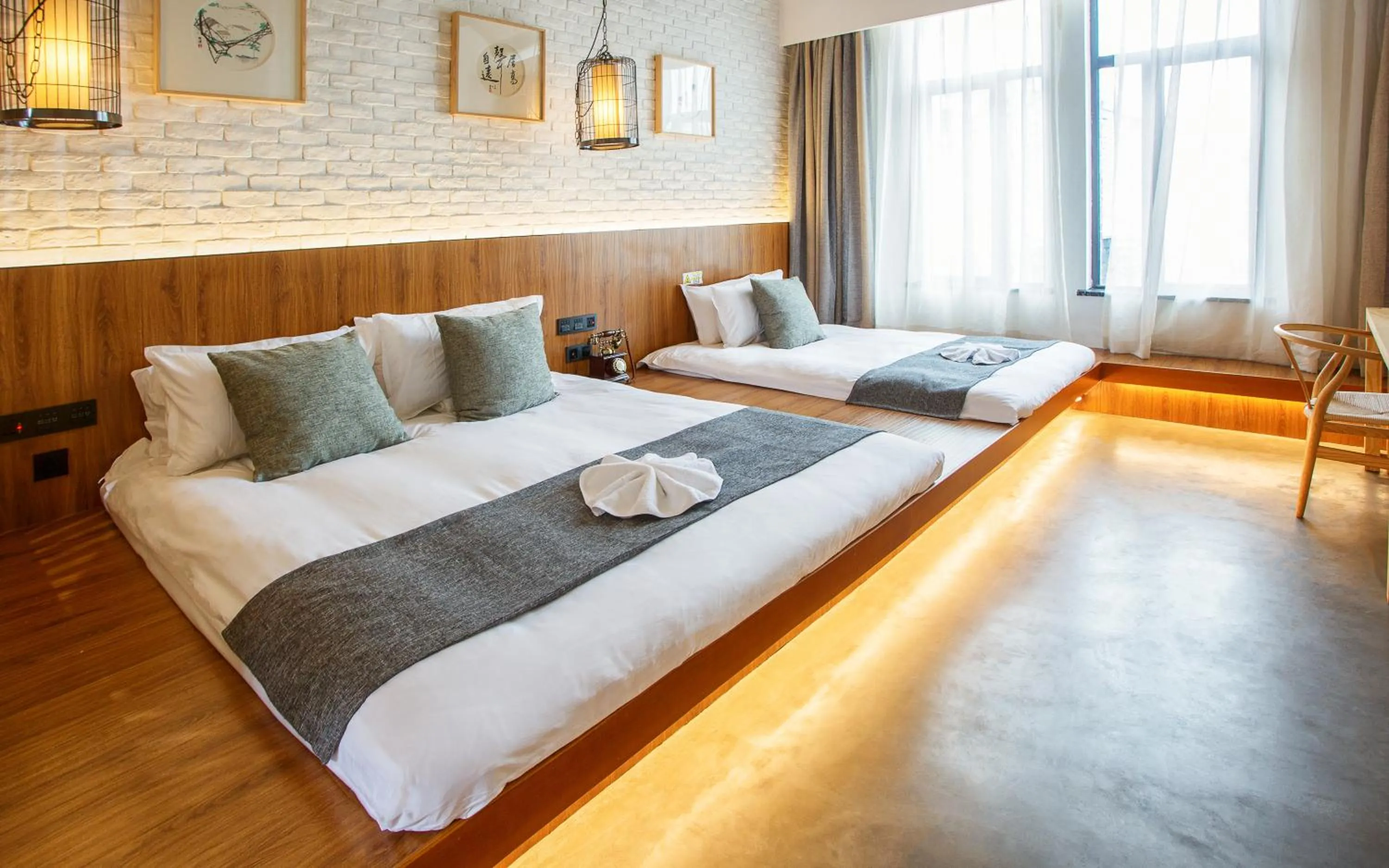 Bed in Lin Yin Art Hotel Shanghai（Pudong airport）