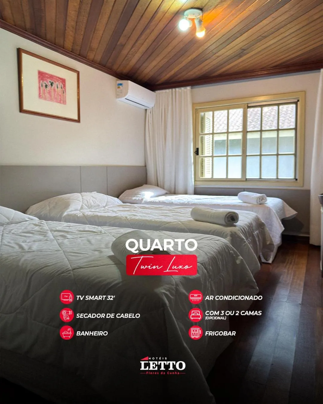 Text overlay, Bed in Letto Hotel Flores da Cunha