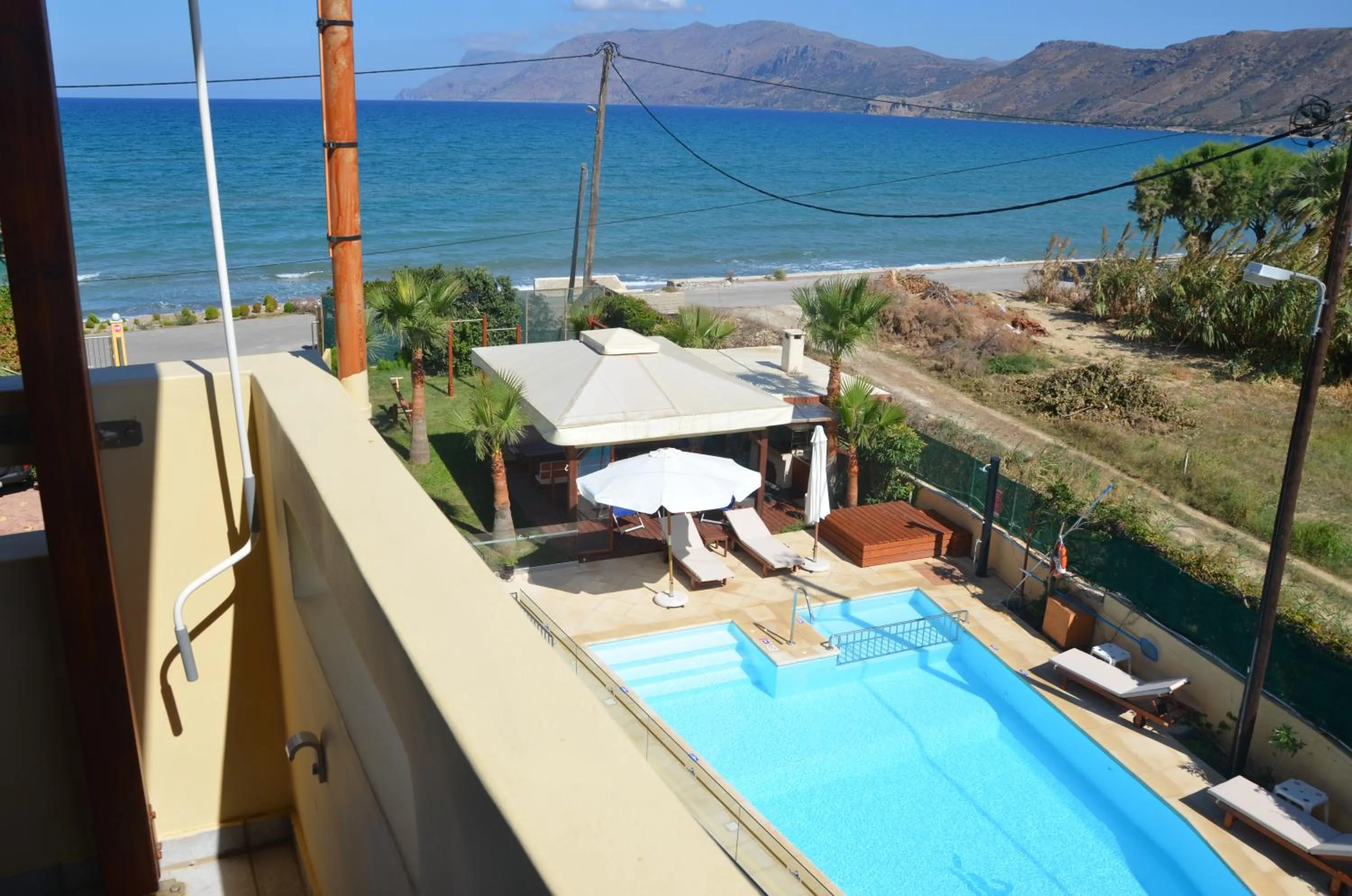 Pool view in Thalassa Apartments