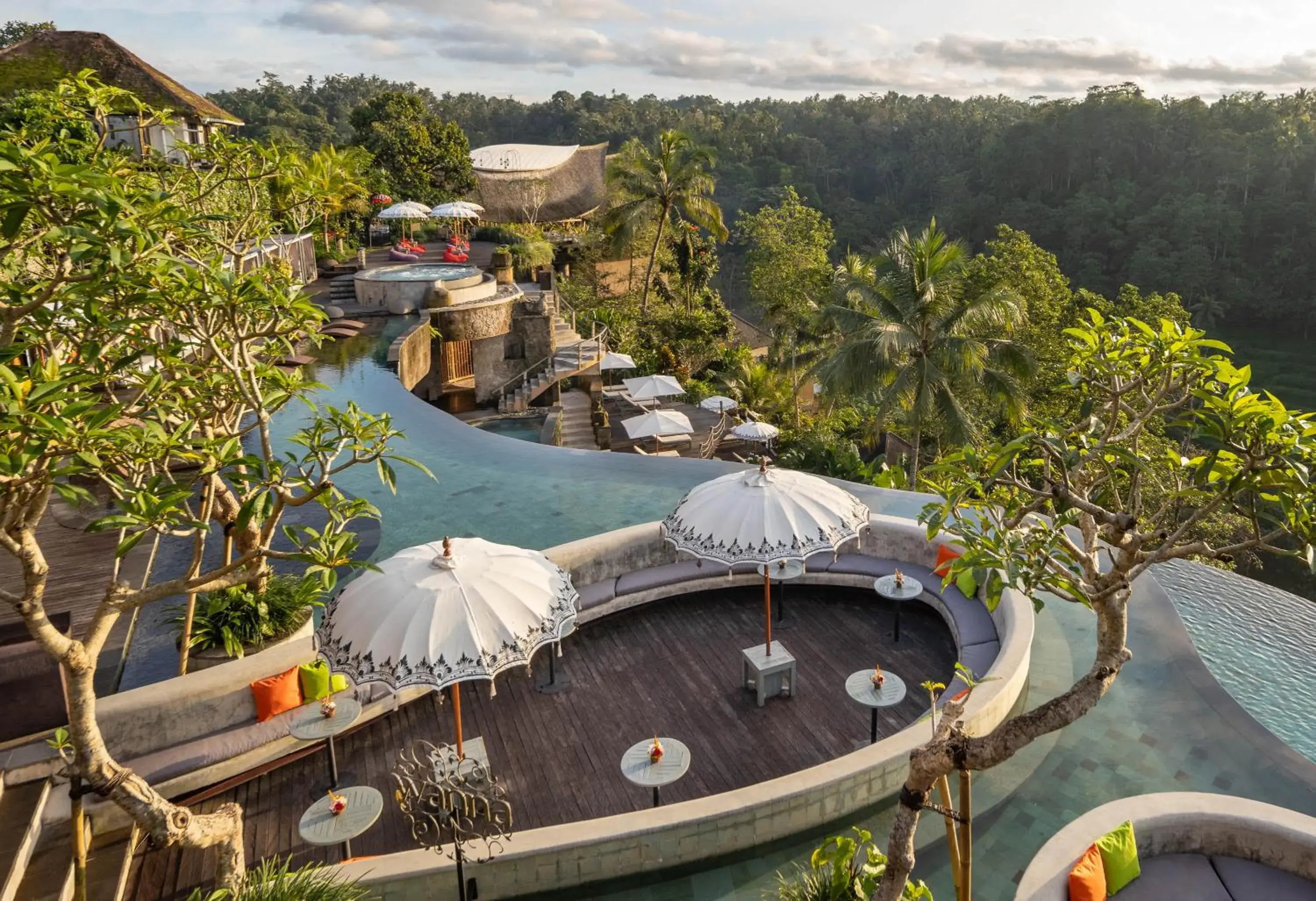 Swimming pool, Bird's-eye View in The Kayon Jungle Resort