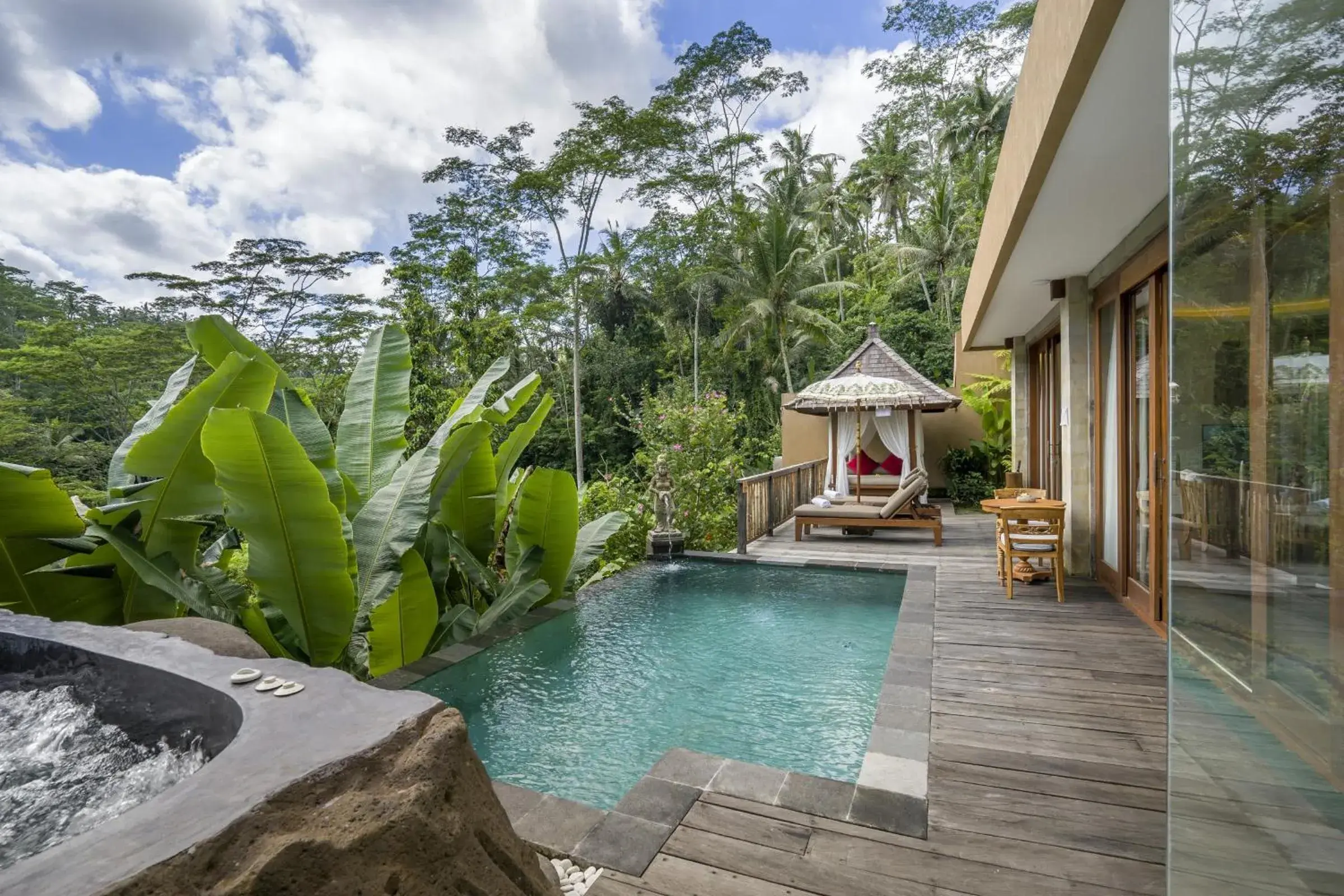 Patio, Swimming Pool in The Kayon Jungle Resort