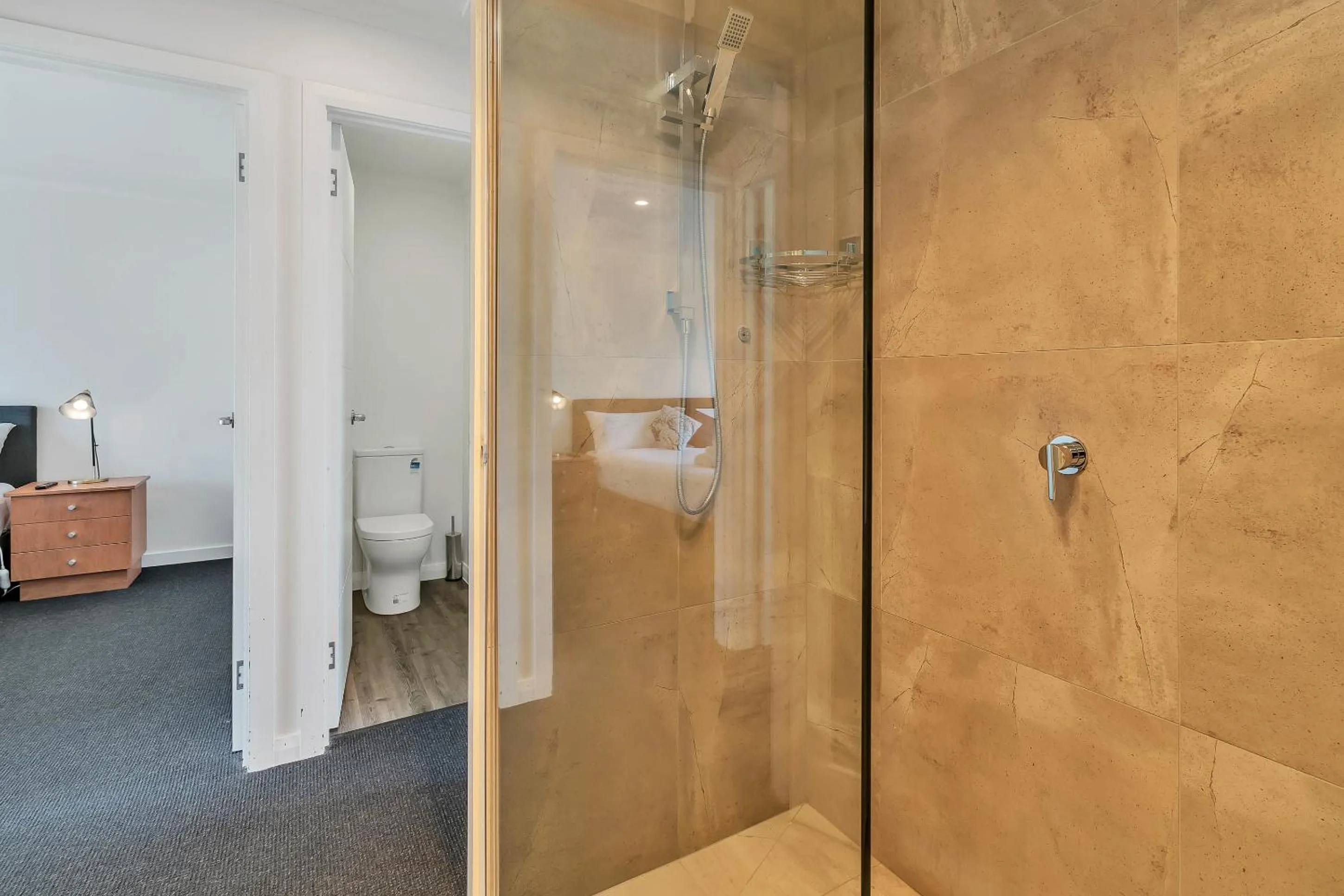 Shower in Youngtown Executive Apartments - 2BR included, Free Parking & Wifi, Sofa Bed & Cot fee applies
