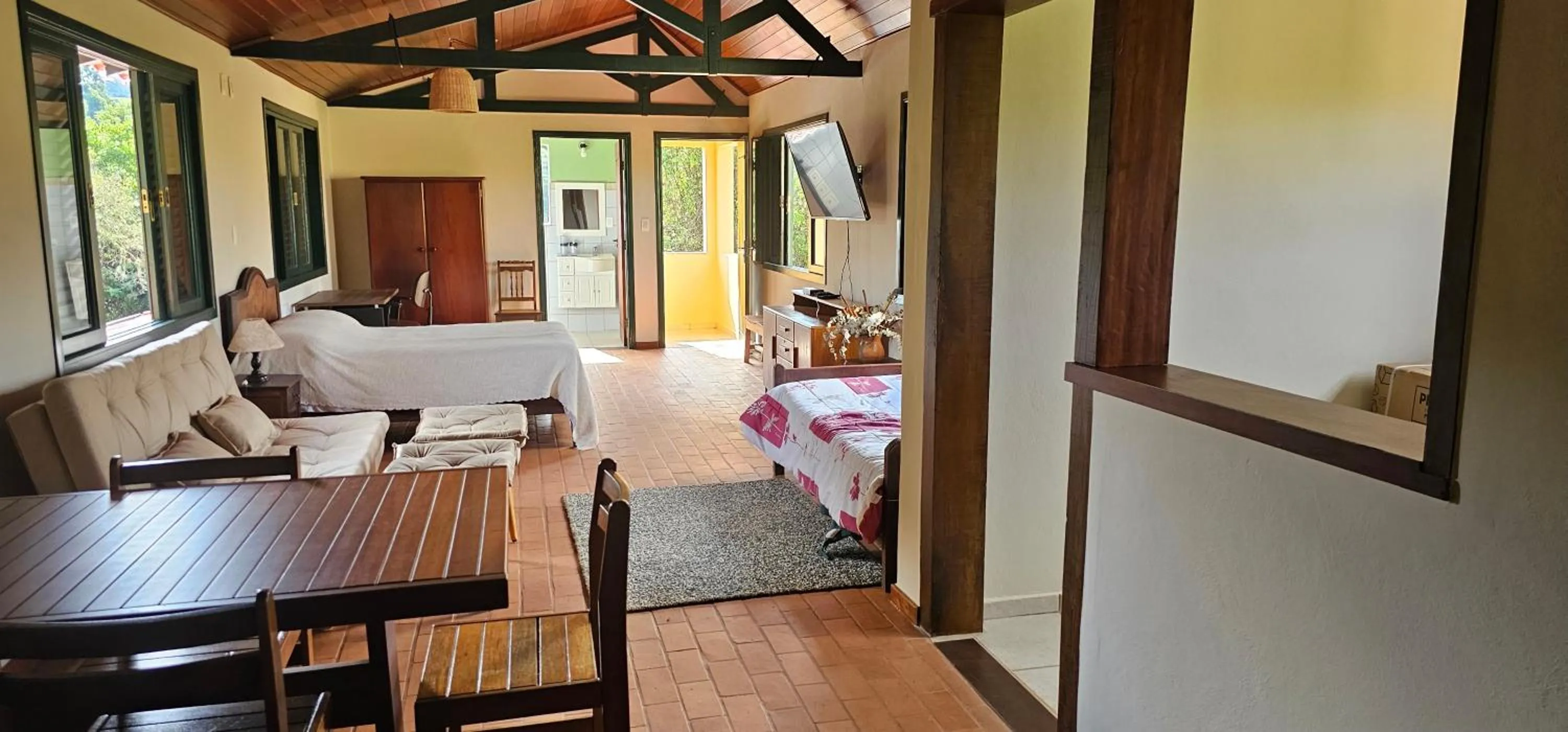 Dining area, Bed in Pousada dos Anjos