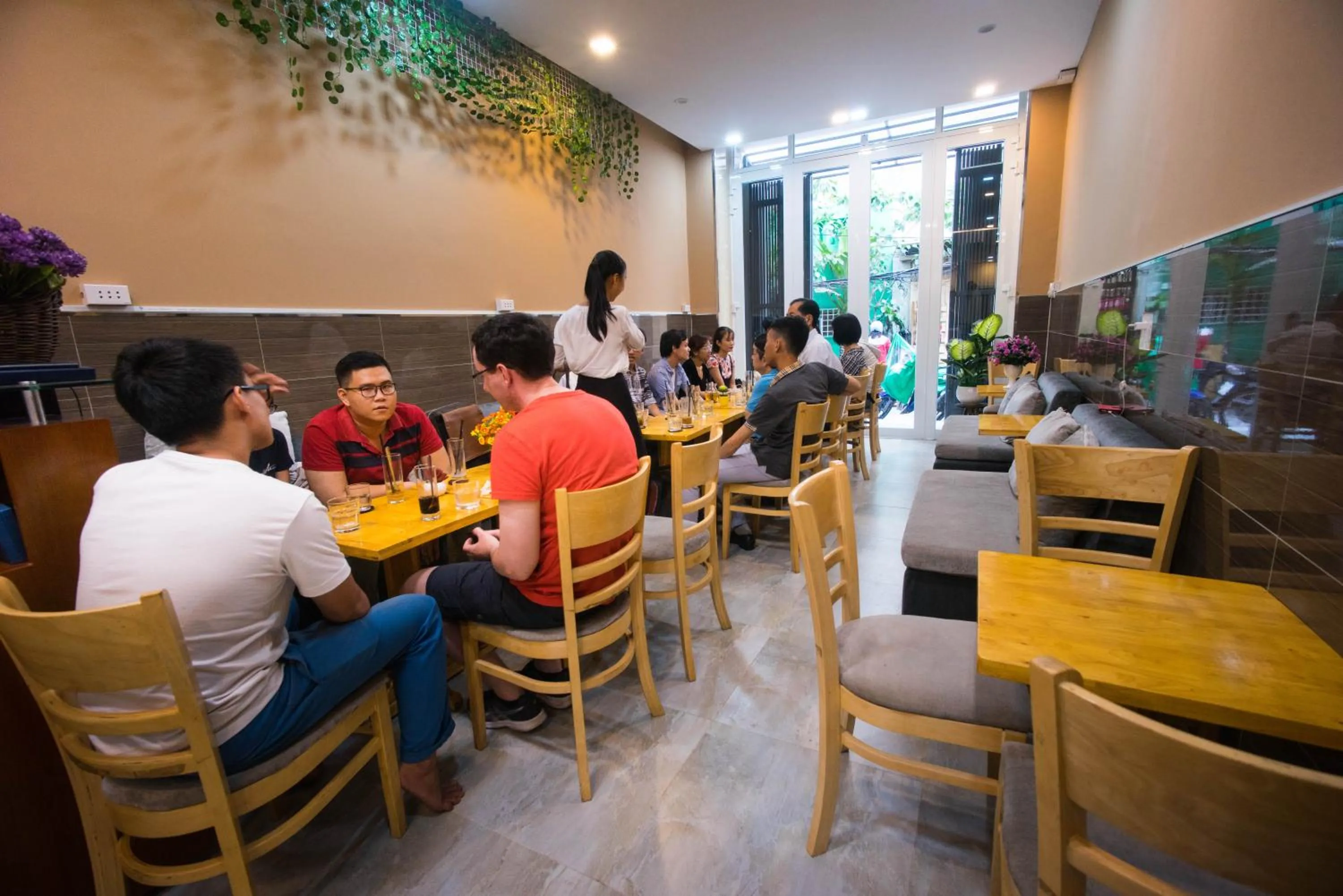 Asian breakfast in Language Exchange Hostel 1