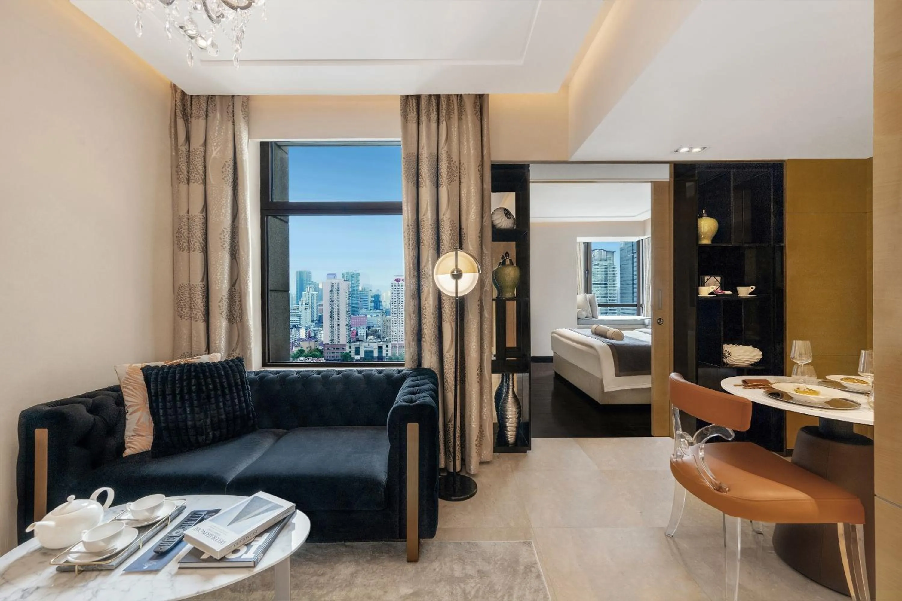 Living room, Bed in Kempinski The One Suites Hotel Shanghai Downtown