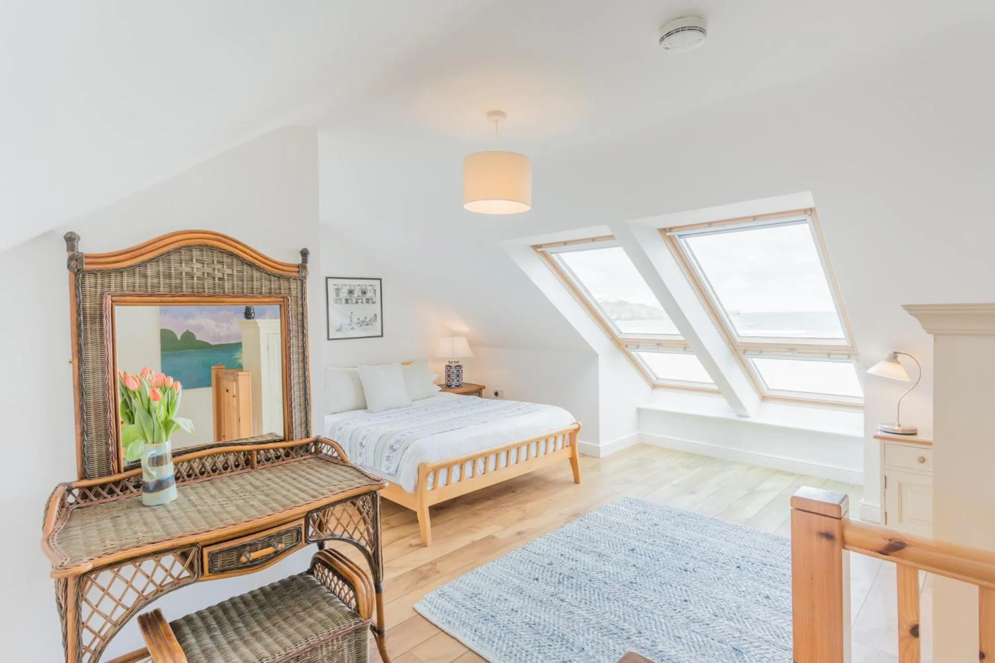 Bed in Tolcarne Beach Apartments