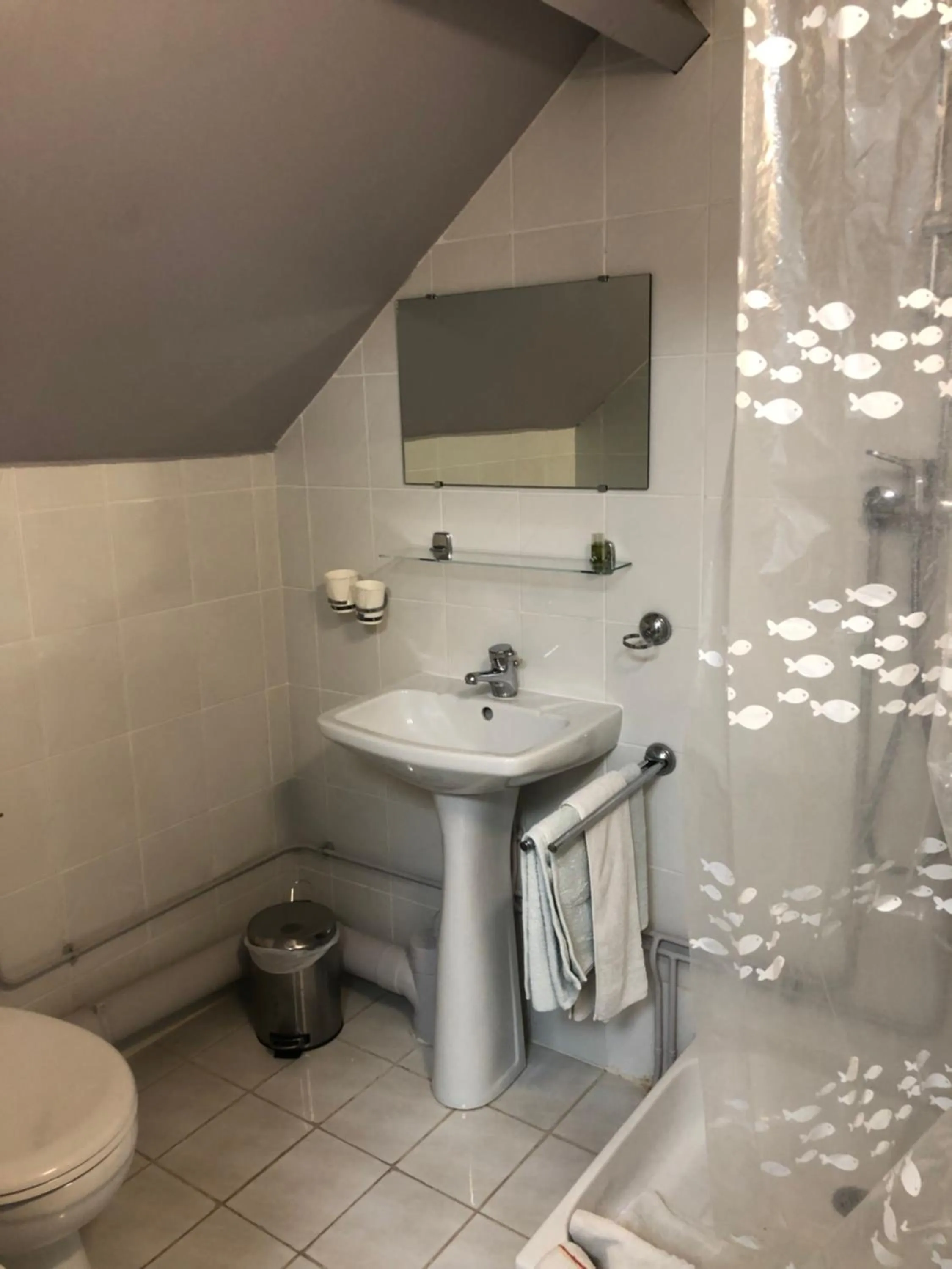 Bathroom in Hôtel De La Mare -restaurant pour les clients sur réservation